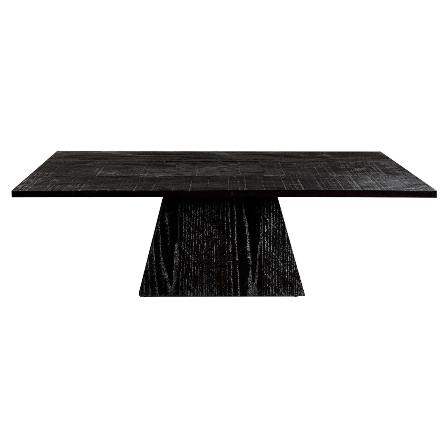 Brutal Black Oak Dining Table For Sale