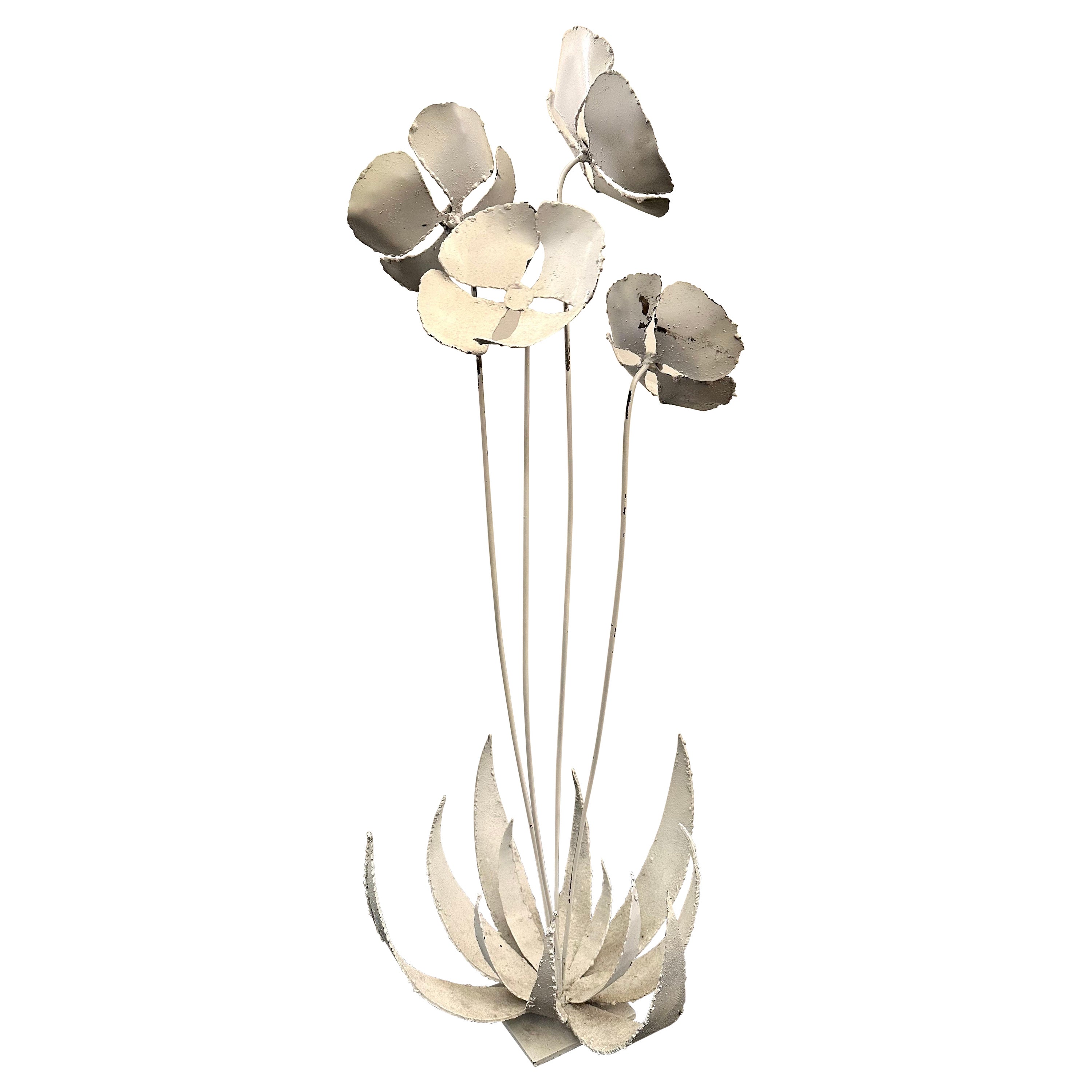 Brutal Iron Torch Cut Flower Sculpture