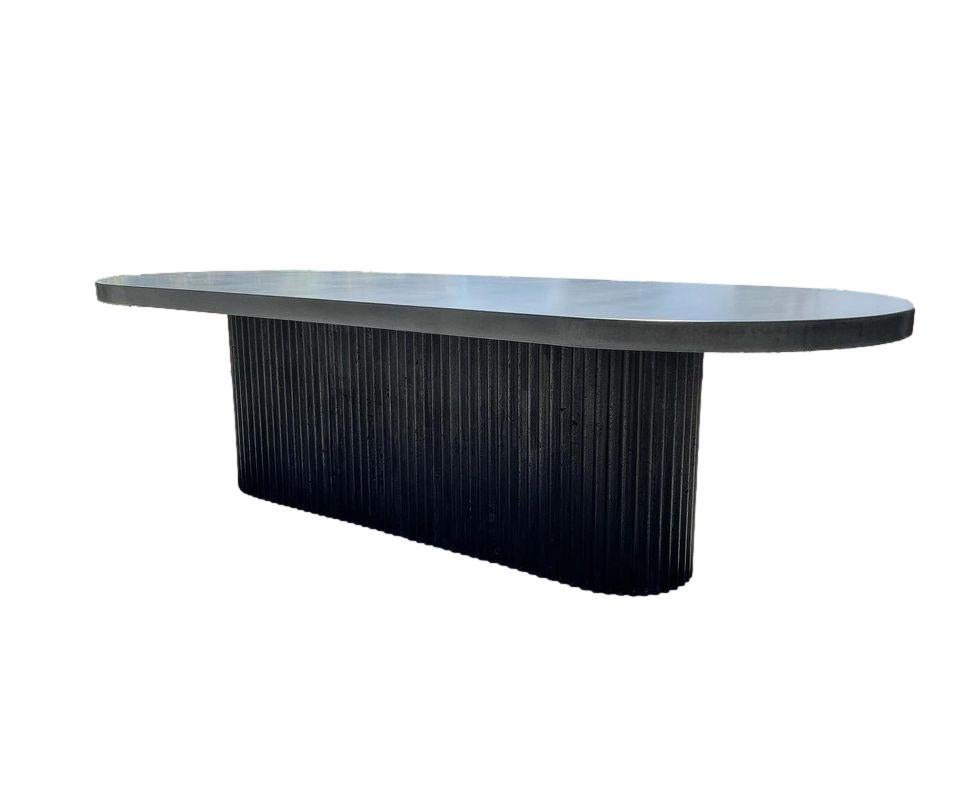 Brutalist Contemporary XL Outdoor Concrete Table In Black/Grey Finish For Sale