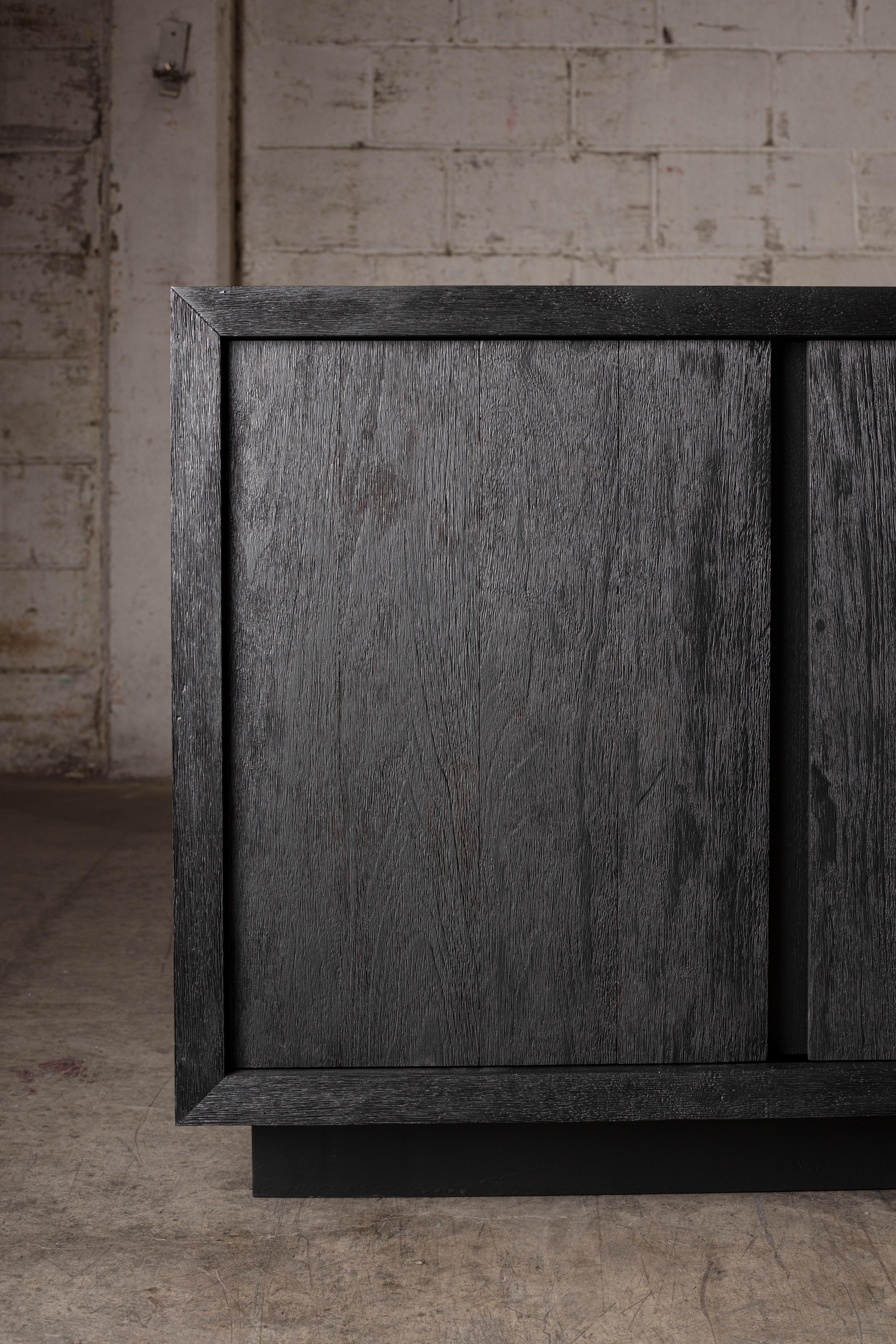 Modern Brutal Oak Sideboard in Solid Black Oak by No Age Studio For Sale