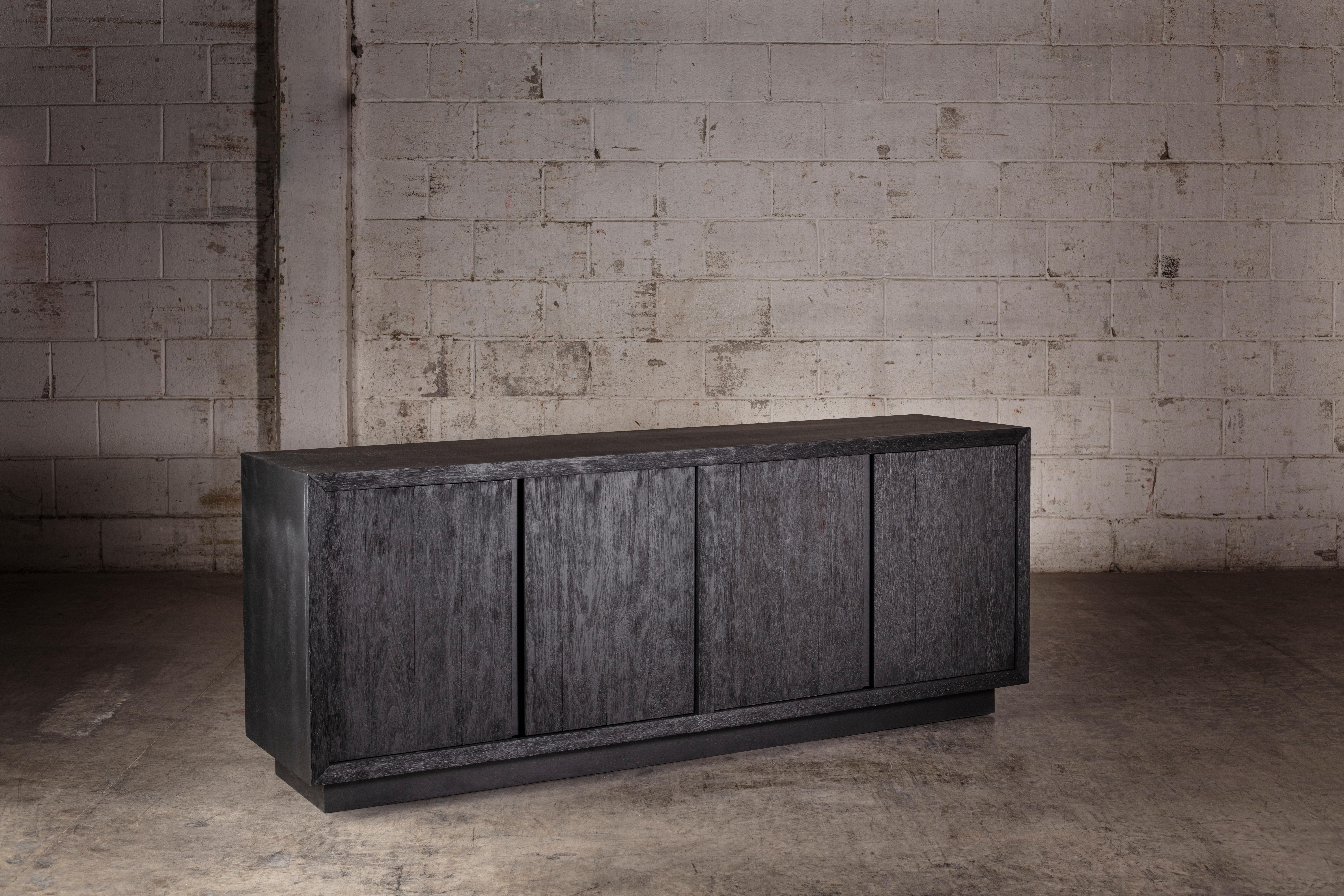 Mexican Brutal Oak Sideboard in Solid Black Oak by No Age Studio For Sale