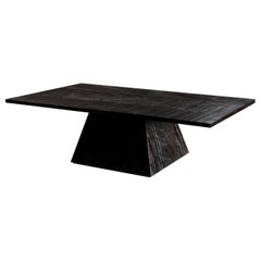 Modern Brutal Black Oak Piramid Pedestal Coffee Table