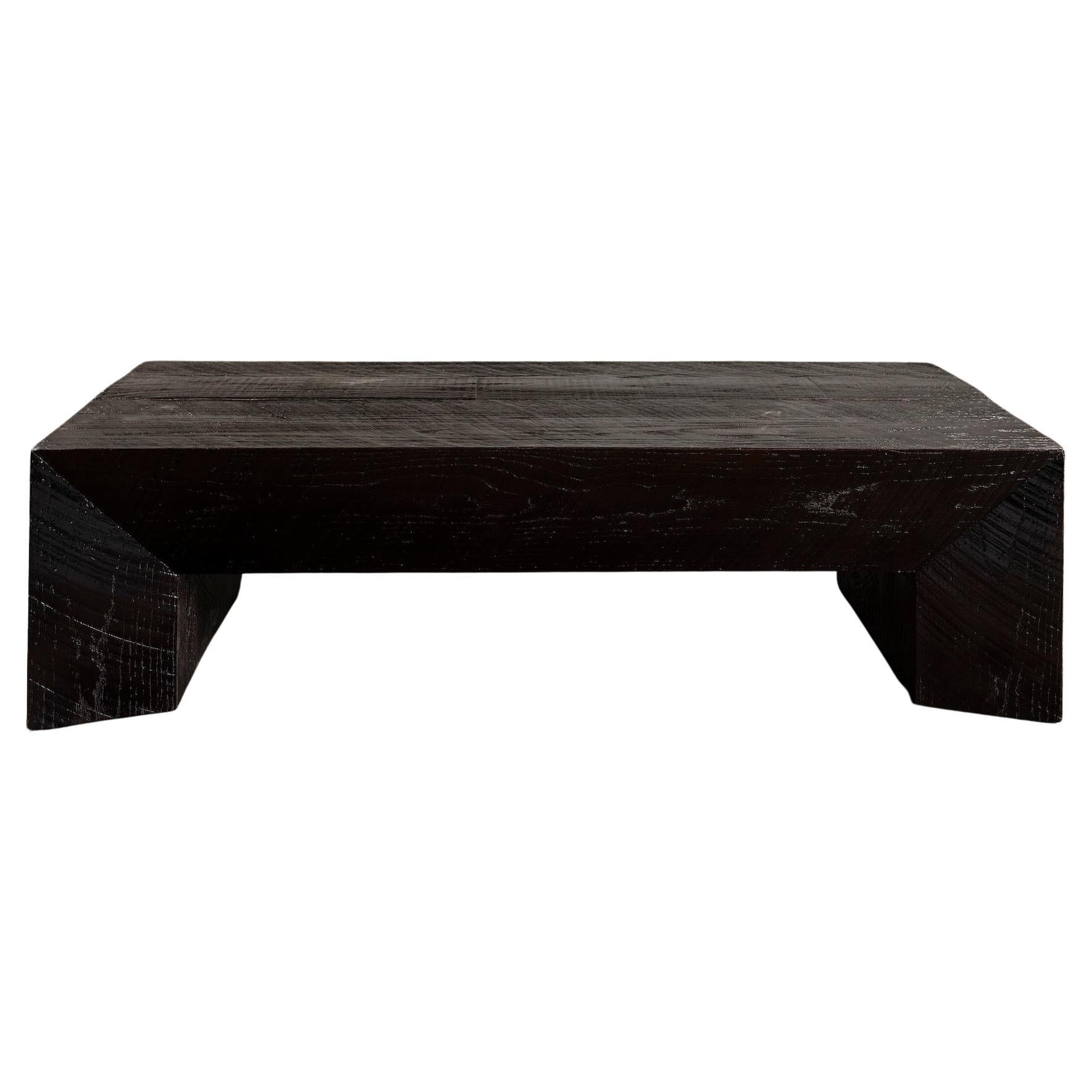 Brutal Rectangular Coffee Table in Hand-Carved Solid Oak by No Age Studio