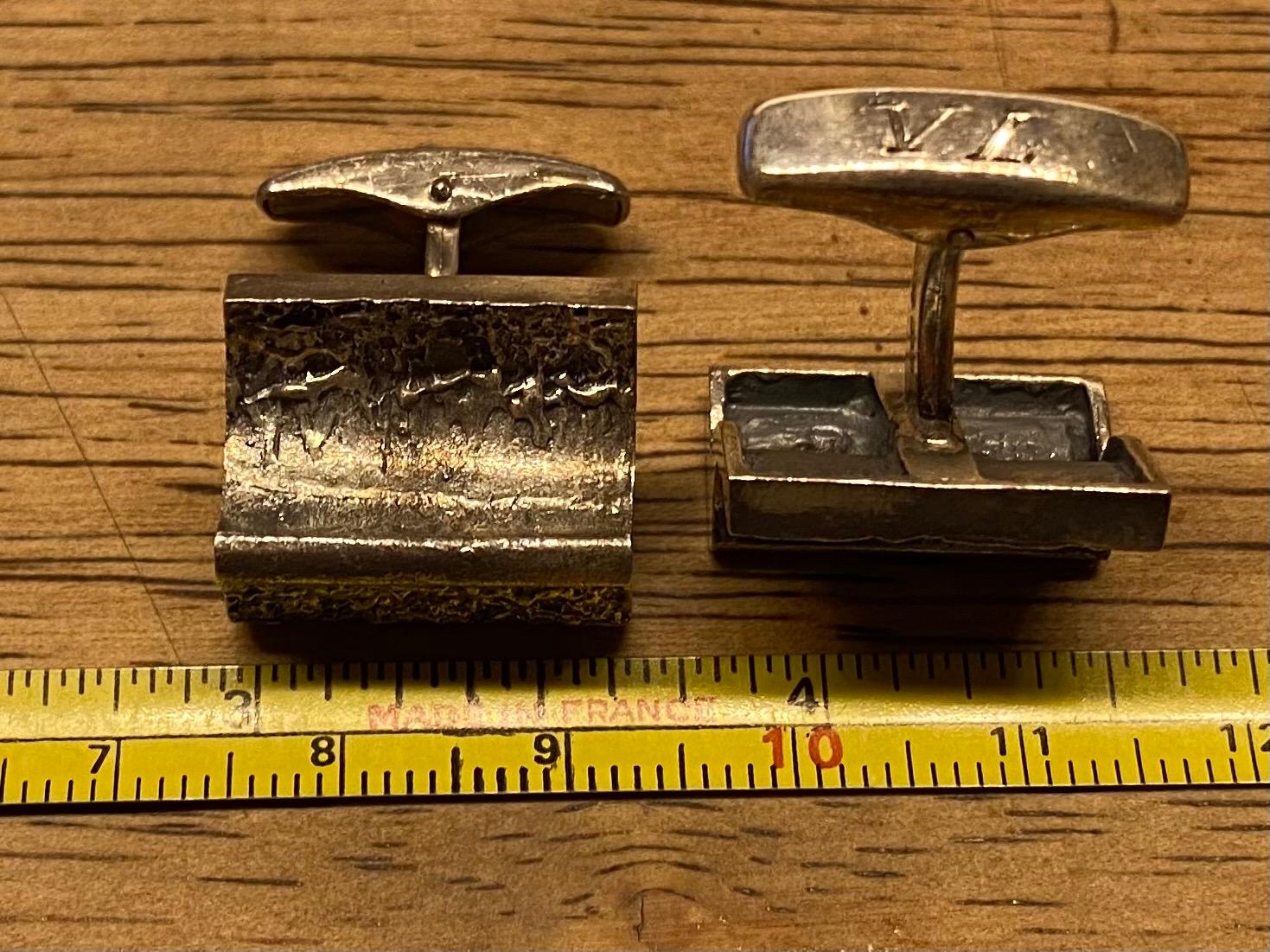 Brutal Silver Cufflinks Made in Finland, 1971 For Sale 1