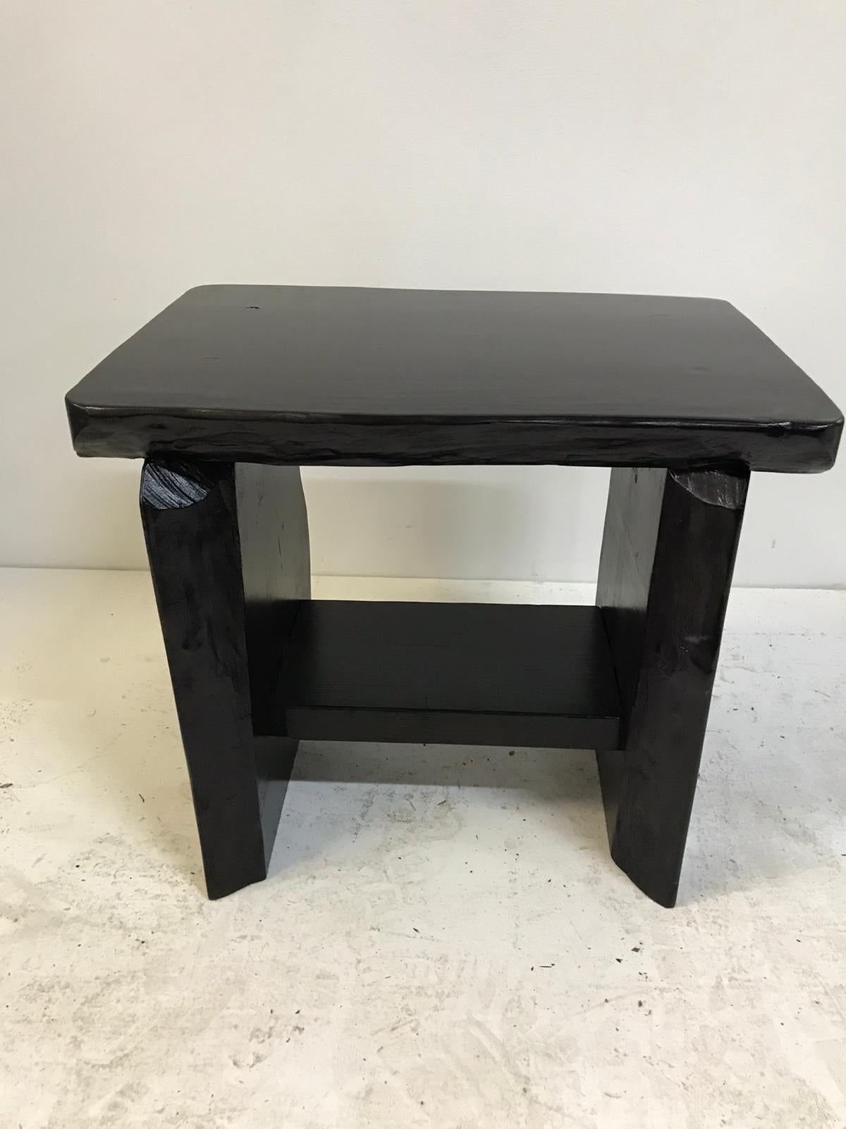  In the Taste of Alexandre Noll Live Edge Blackened Side Tables/ Benches In Good Condition For Sale In East Hampton, NY