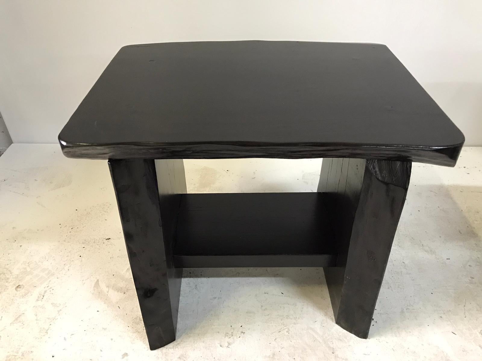  In the Taste of Alexandre Noll Live Edge Blackened Side Tables/ Benches For Sale 1