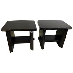 Vintage  In the Taste of Alexandre Noll Live Edge Blackened Side Tables/ Benches