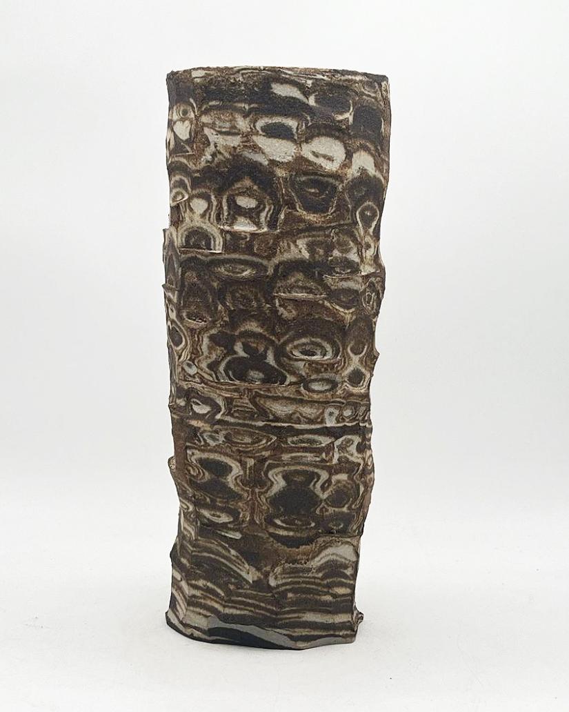 American Brutal Tree Bark Vase For Sale