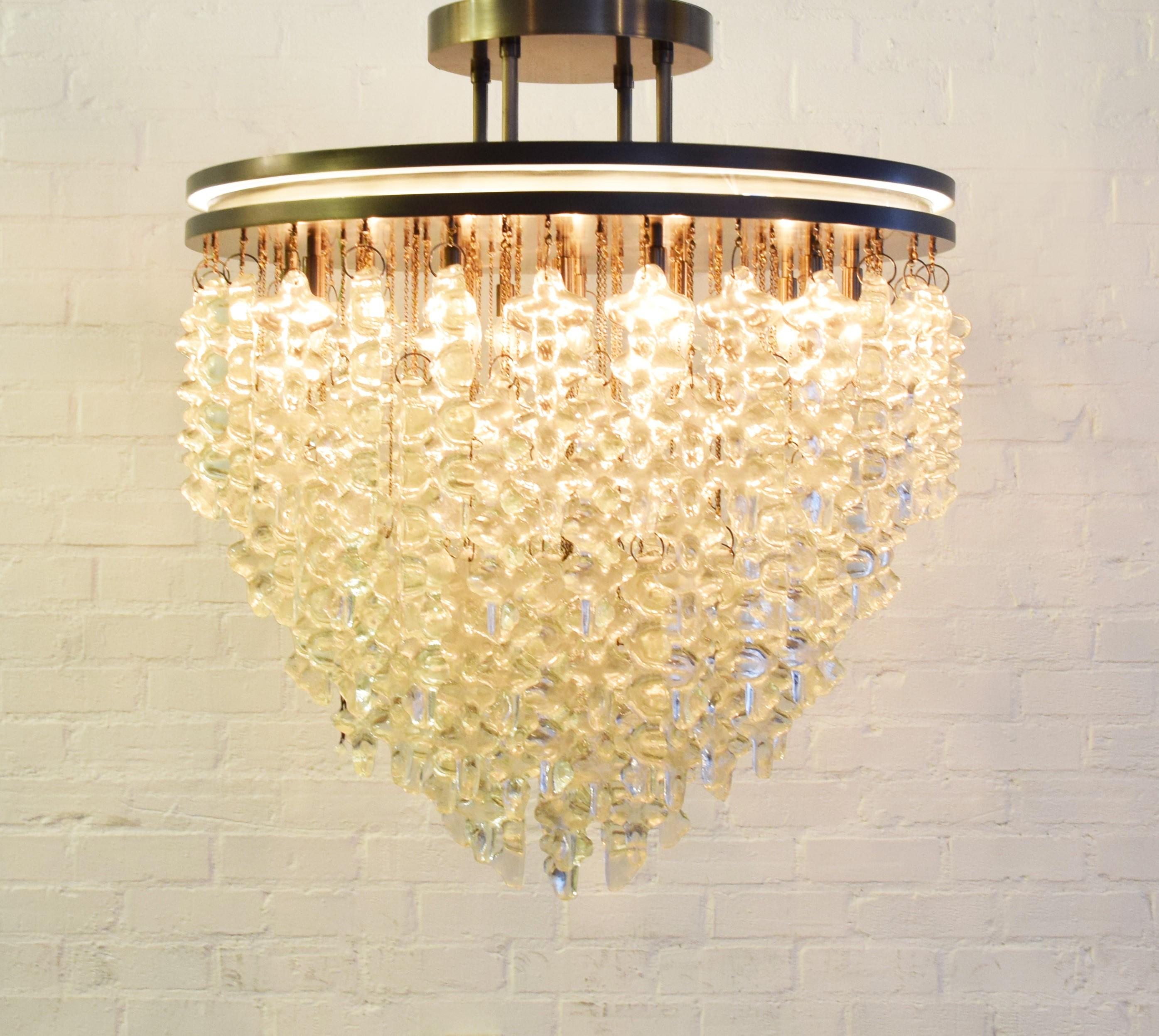 Polished BRUTALE Round Venetian Glass Chandelier By LUXE For Sale