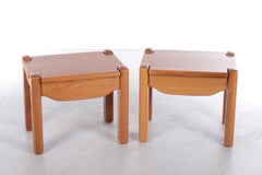Set of wooden bedside tables in the style of Maison Regain with drawer 1970