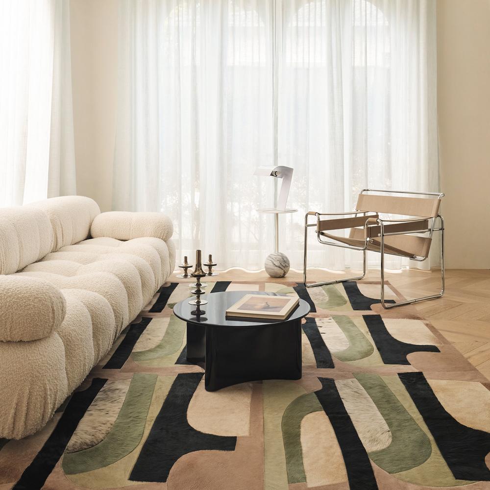 Alfombra Brutalista, Moderna Geométrica Personalizable Verde, Azul Marino, Topo XXLarge en venta 1