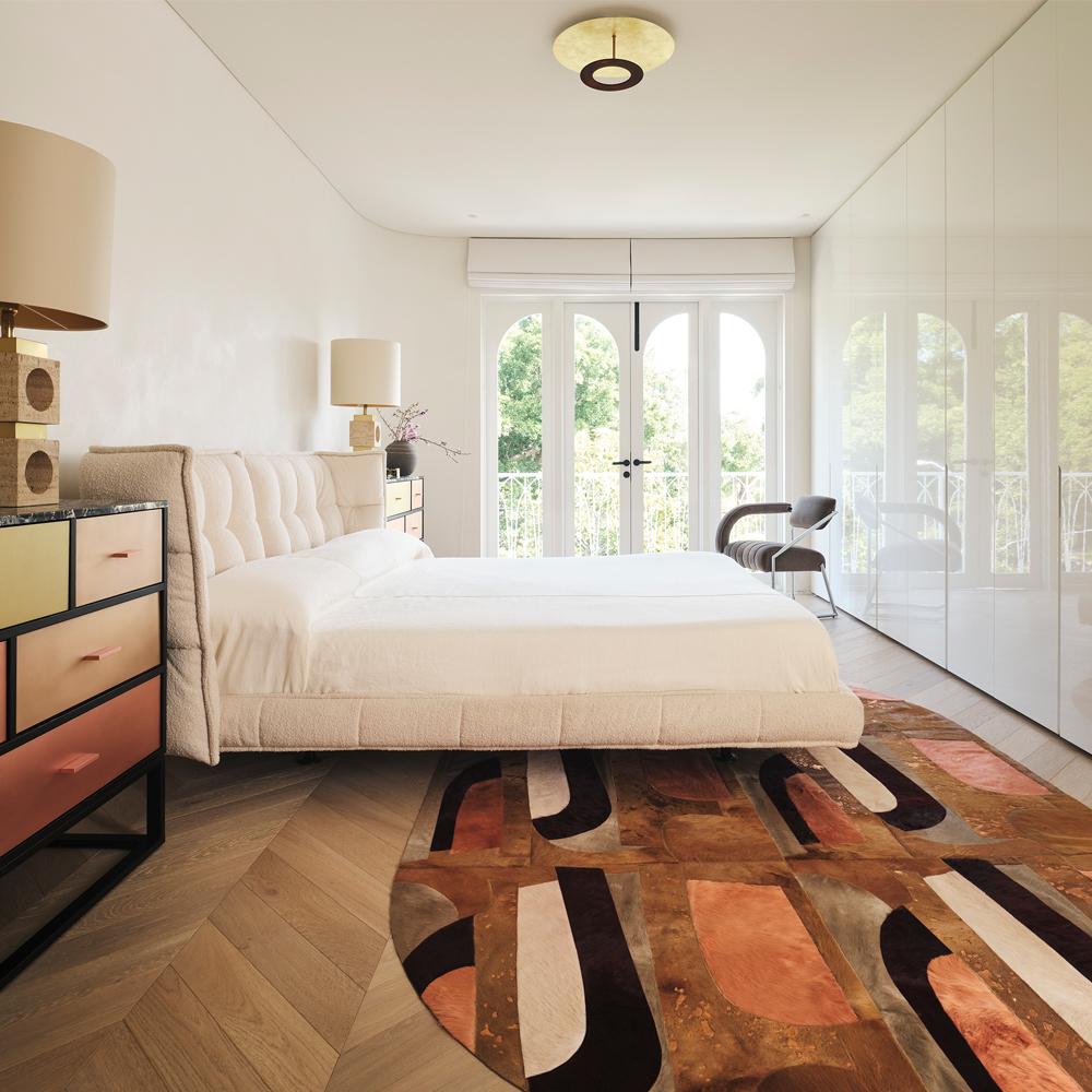 The Marabu rug was inspired by Greg Natale’s love for Brutalism. Its blocky, geometric pattern reflects the brutalist architecture of the iconic Marabu Discoteca. 
Marabu Warm features a striking combination of both saturated dyed tones and natural