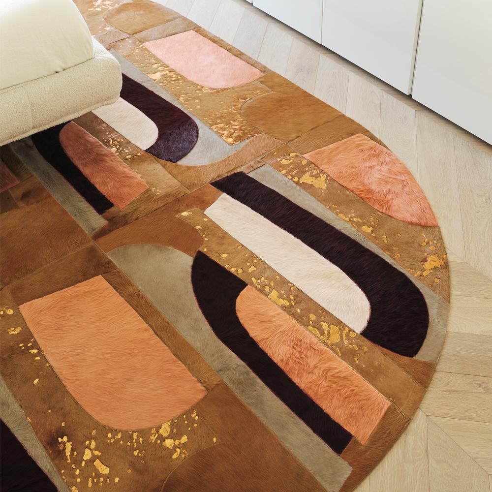 Pakistani Brutalist, Modern Geometric Customizable Caramel, Apricot, Tan Rug Small For Sale
