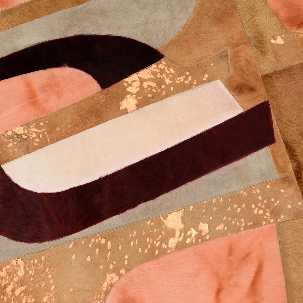 Contemporary Brutalist, Modern Geometric Customizable Caramel, Apricot, Tan Rug Small For Sale