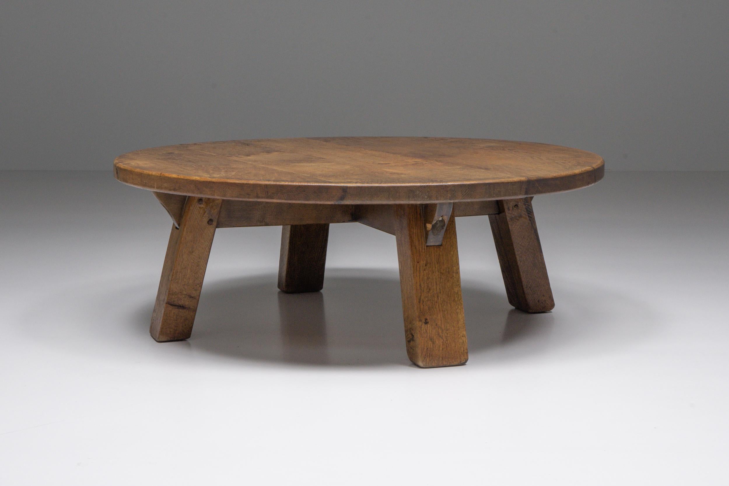 Dutch Brutalism Round Coffee Table, the Netherlands, Wabi-Sabi Inspired, 1970's