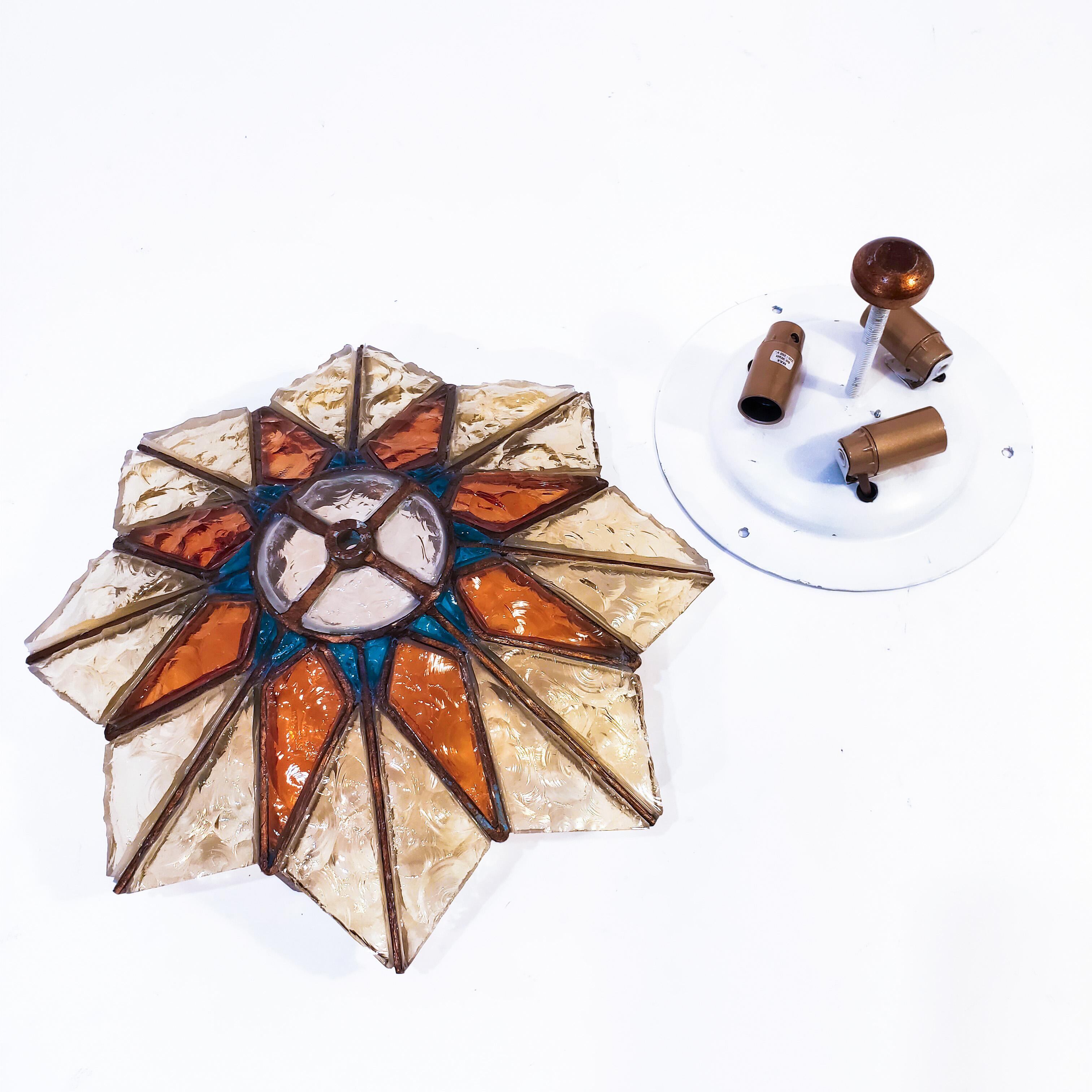 Brutalist 1 of 2 hand-crafted sconces or flush mounts by Longobard, Italy, 70s. For Sale 5