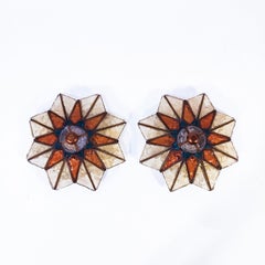 Brutalist 1 of 2 hand-crafted sconces or flush mounts by Longobard, Italy, 70s.