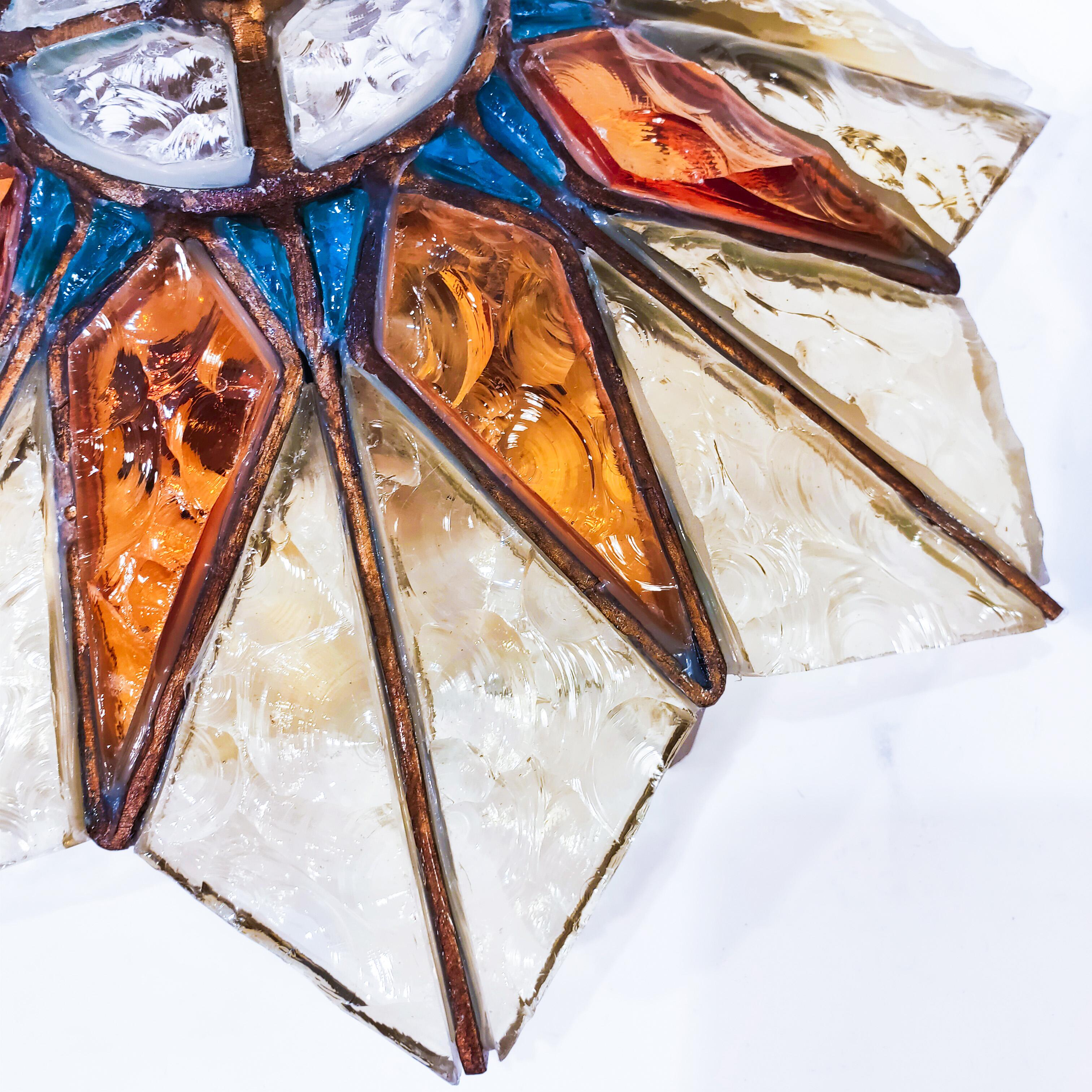 Metal Brutalist 1 of 2 hand-crafted sconces or flush mounts by Longobard, Italy, 70s. For Sale