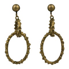 Brutalist 14K Gold Drop Hoops