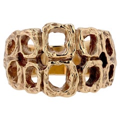 Brutalist 14k Gold Mid-Century Ring