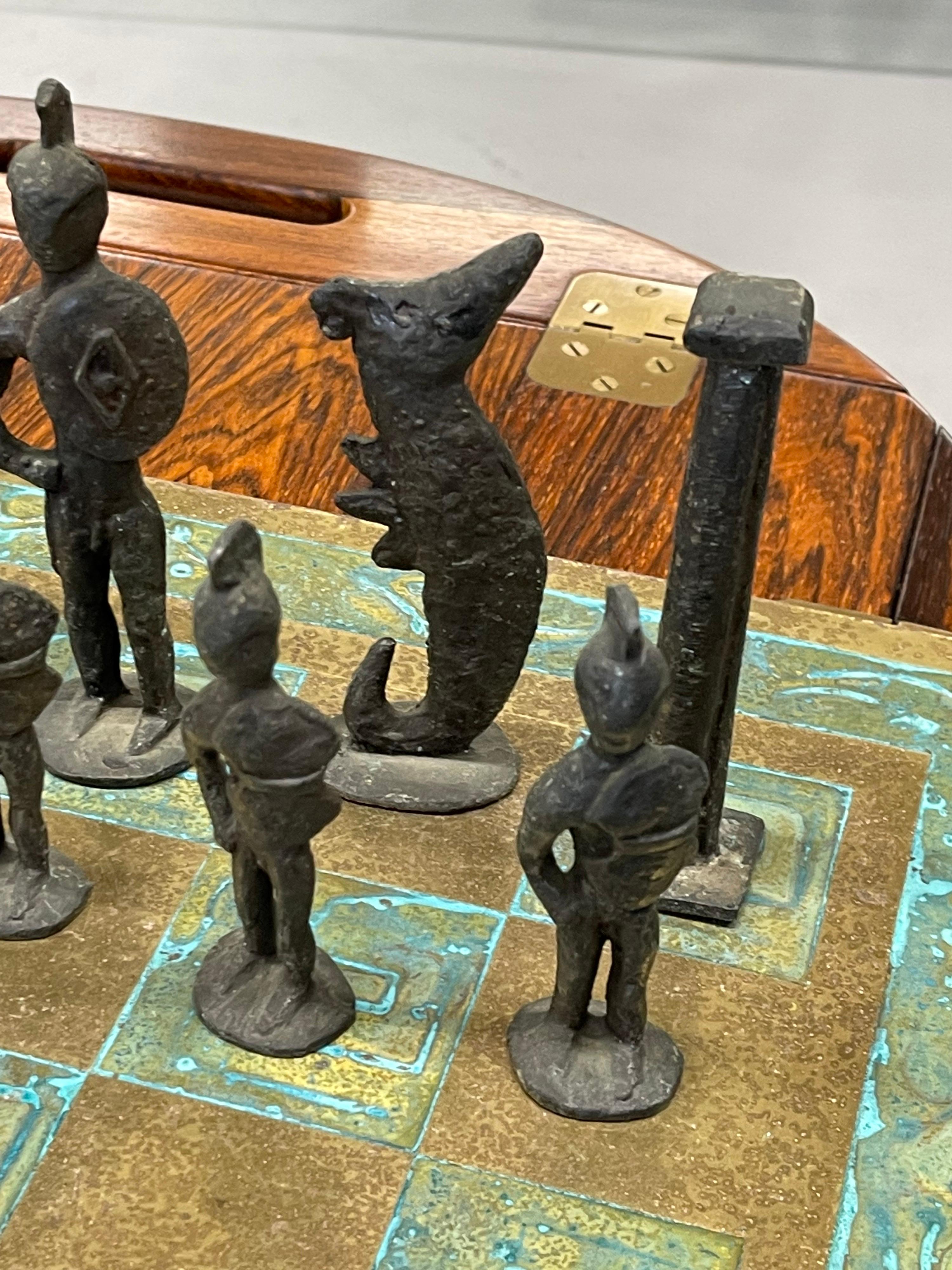 Brutalistisches Schachspiel aus Bronze aus den 1960er Jahren 5