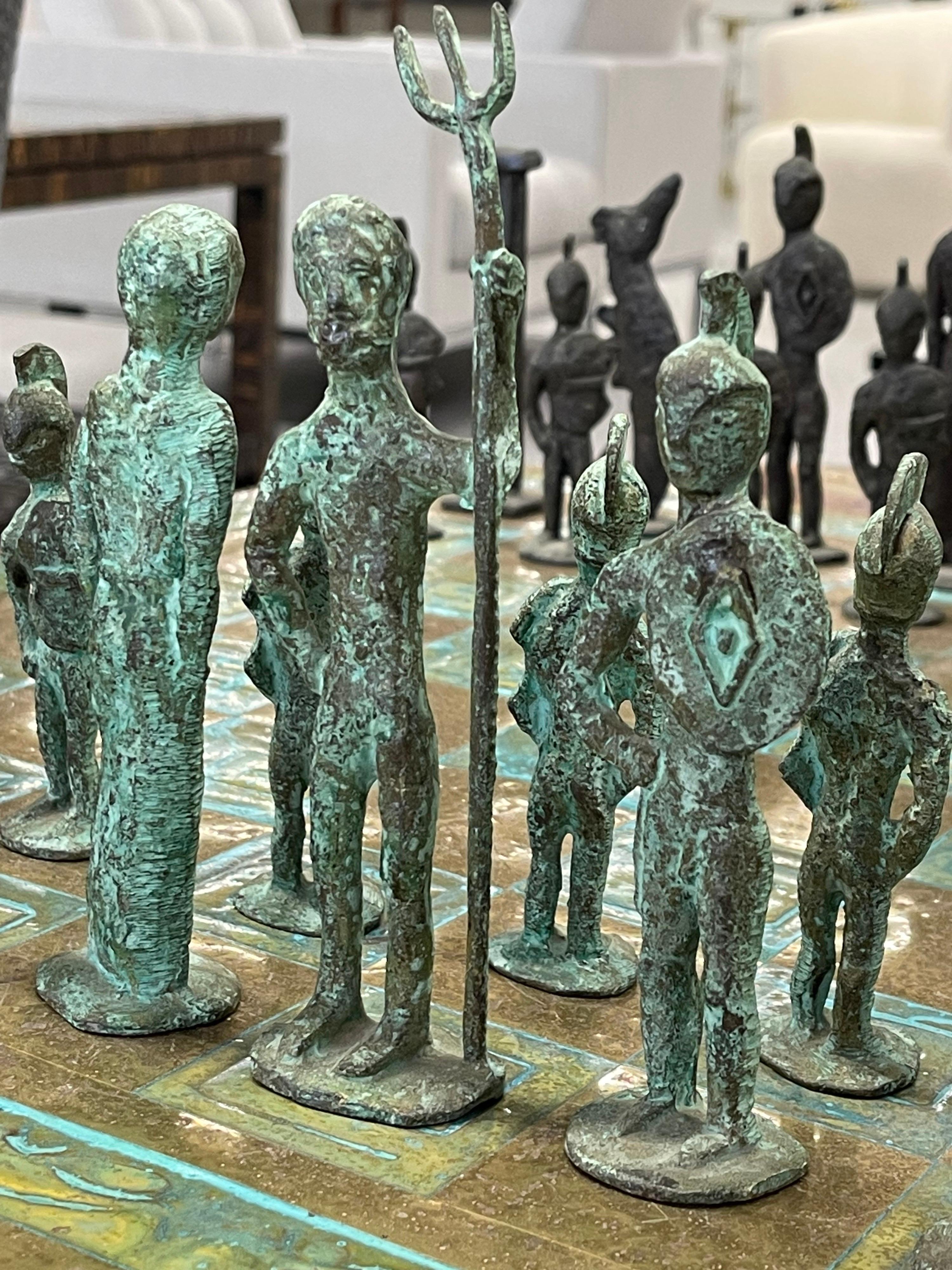 Brutalist 1960's Bronze Chess Set 4