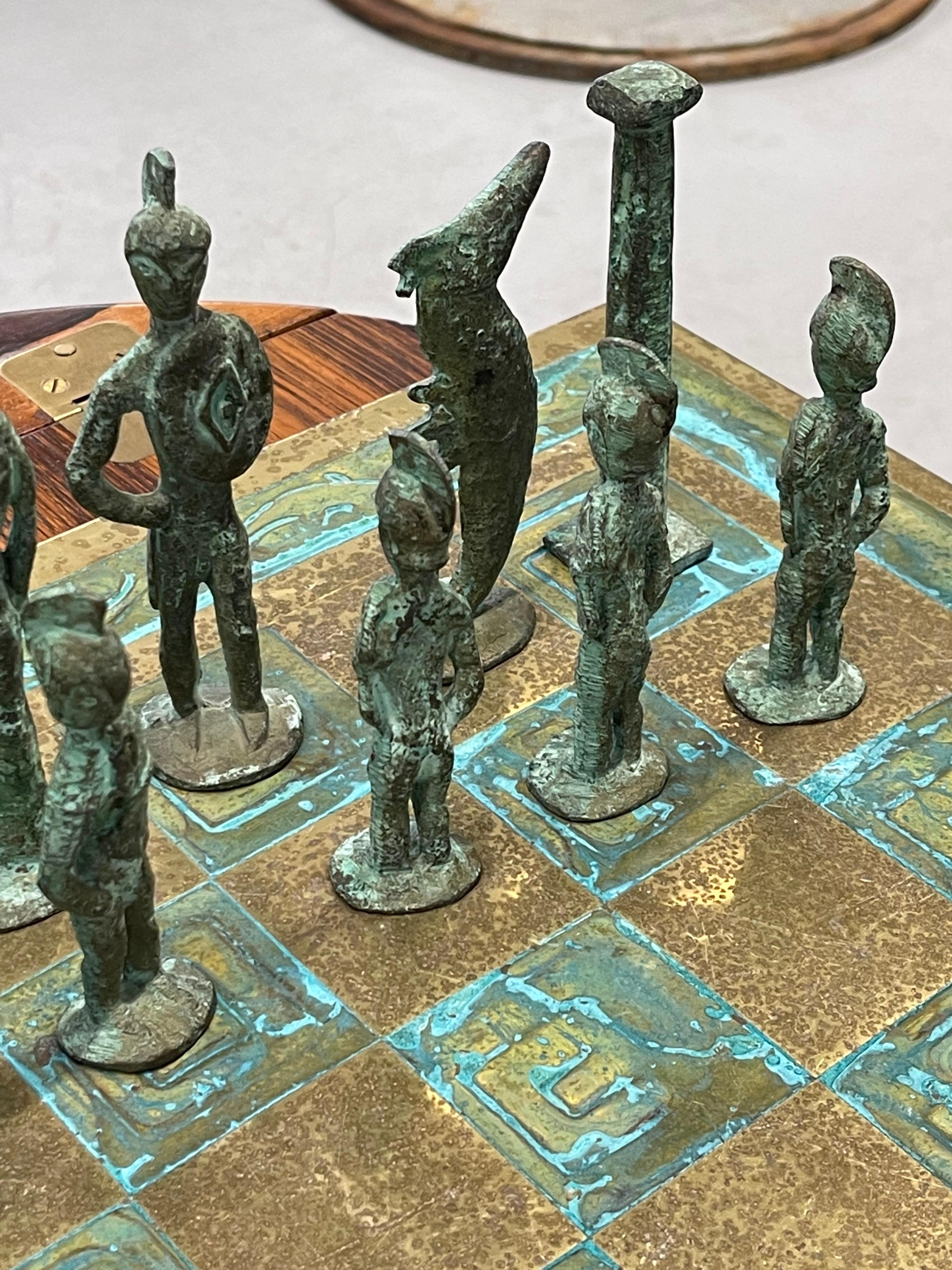 Brutalist 1960's Bronze Chess Set In Good Condition In Palm Springs, CA