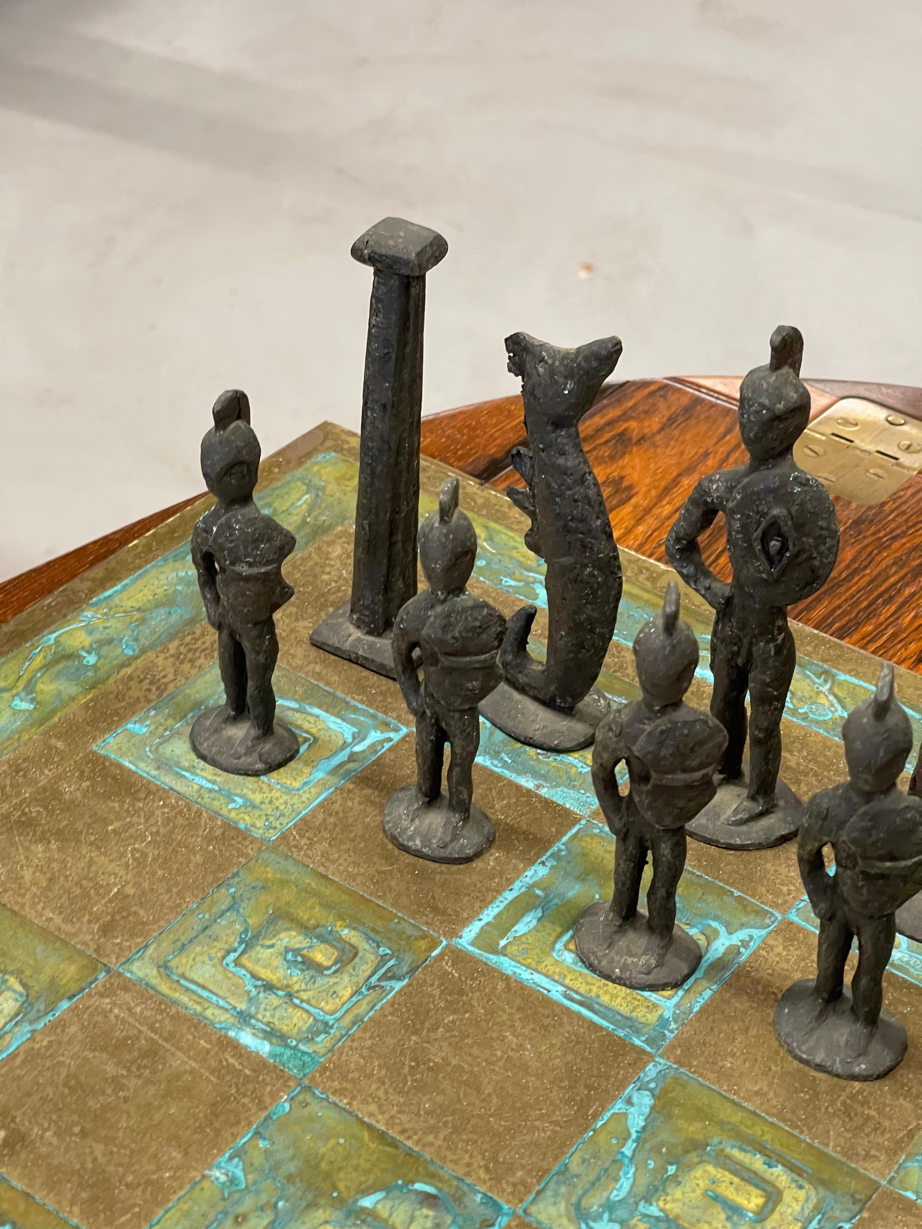 Mid-20th Century Brutalist 1960's Bronze Chess Set