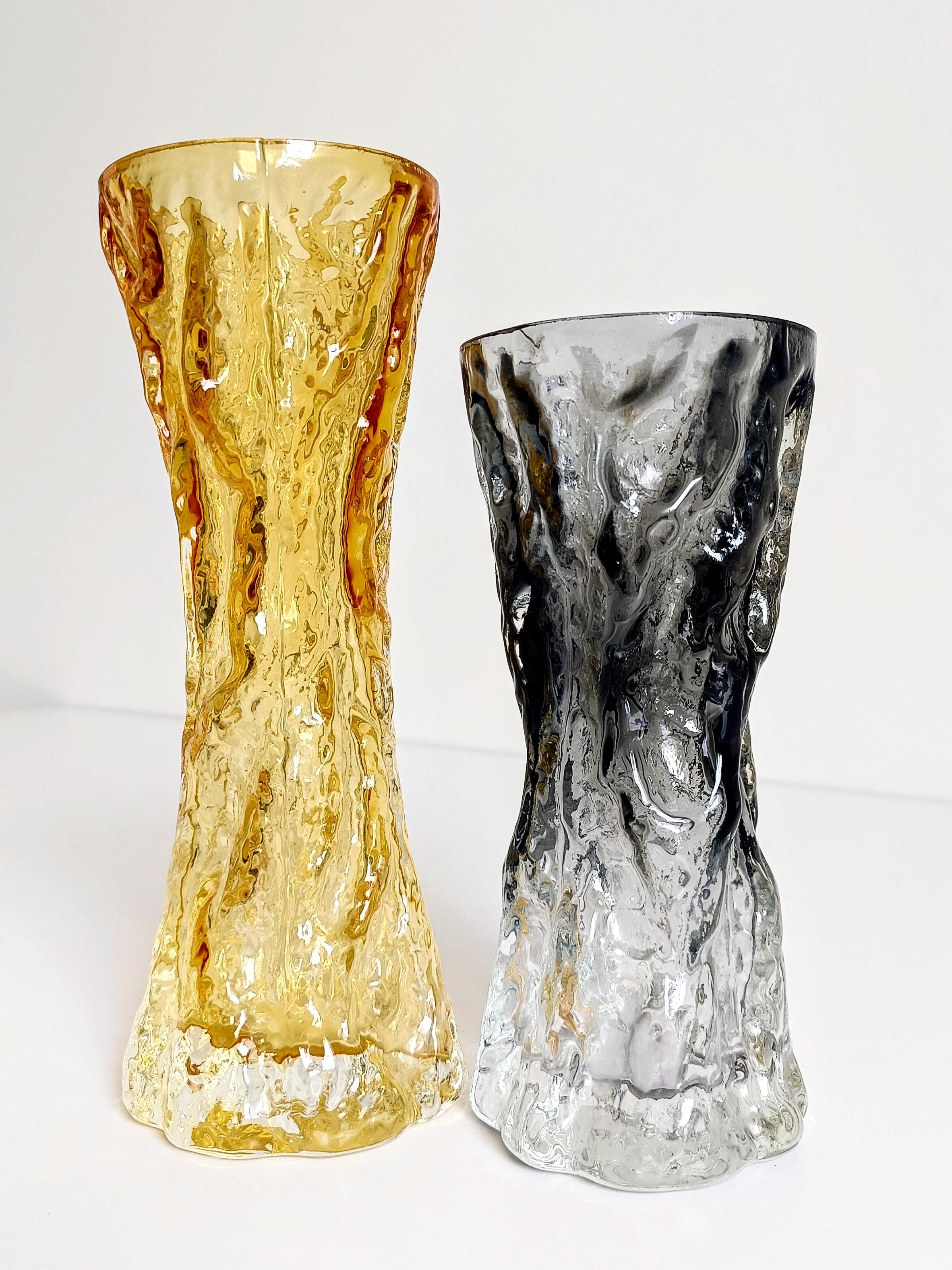 Brutalist 1970s Art Glass Pair of Vases by Kurt Wokan for Ingrid Glashütten For Sale 4