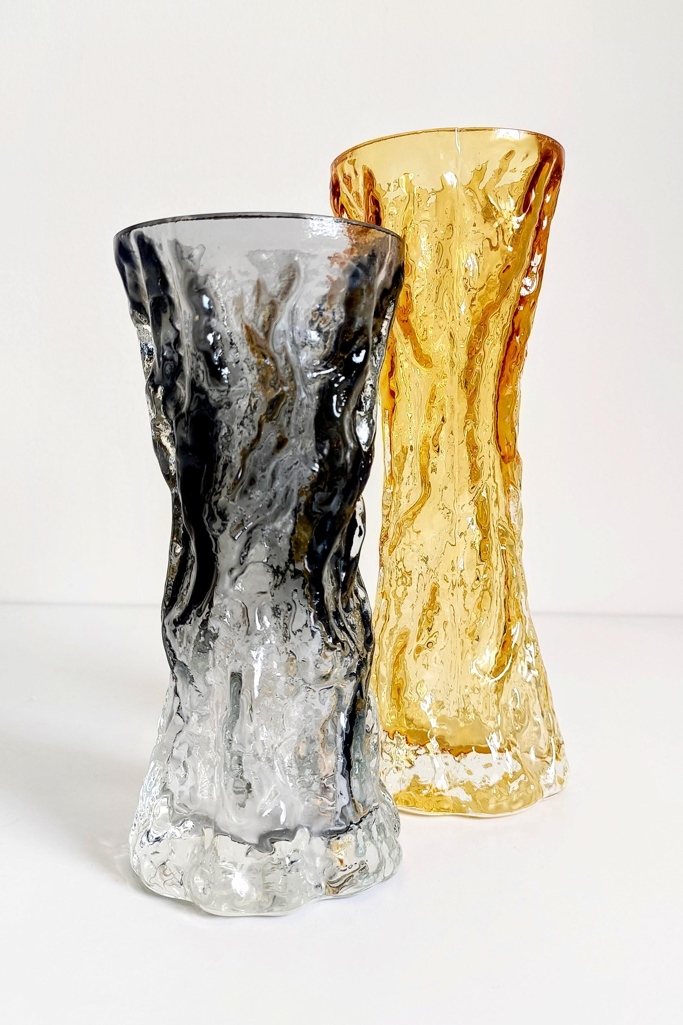 Brutalist 1970s Art Glass Pair of Vases by Kurt Wokan for Ingrid Glashütten For Sale 5