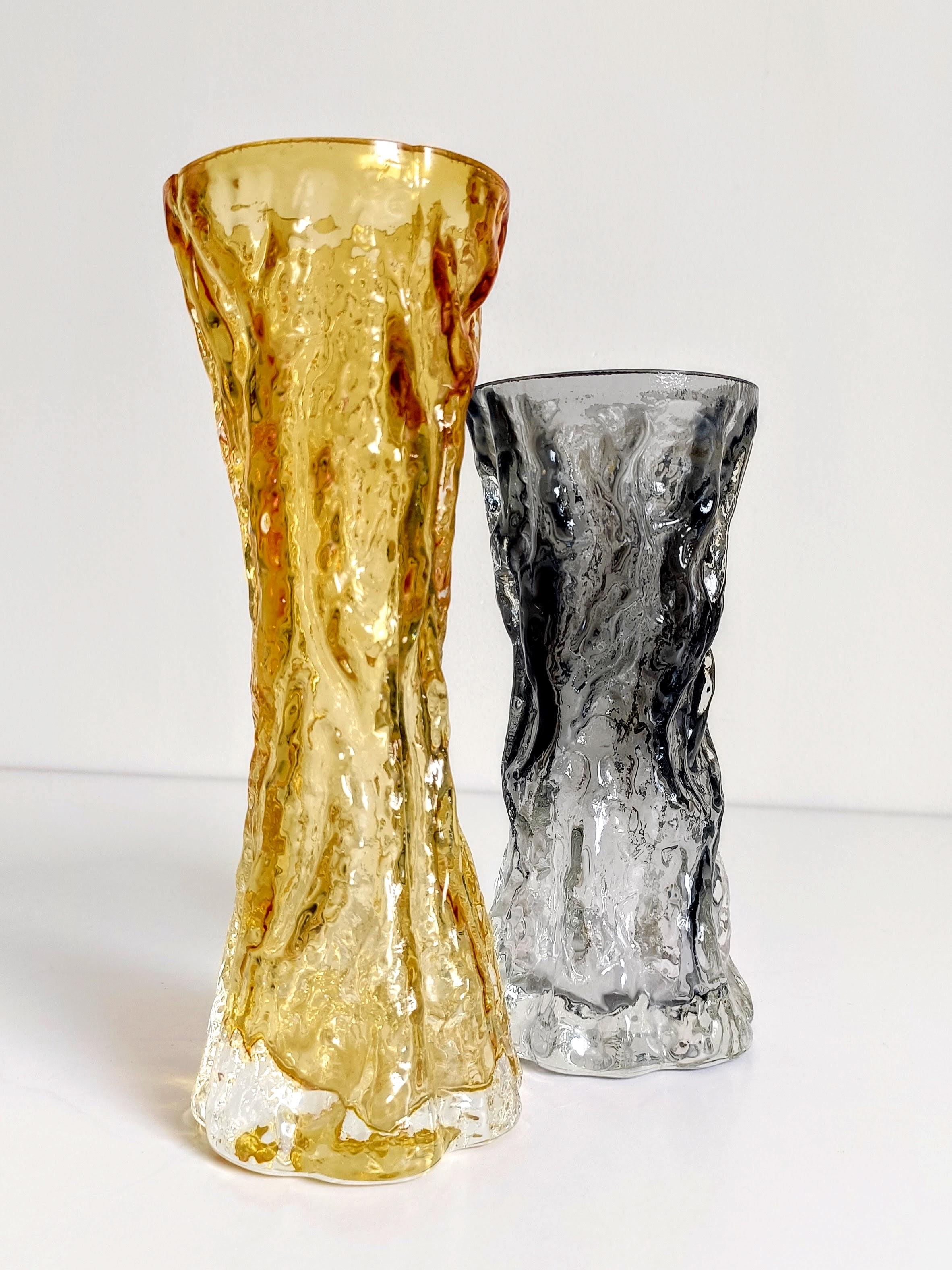 Brutalist 1970s Art Glass Pair of Vases by Kurt Wokan for Ingrid Glashütten For Sale 6