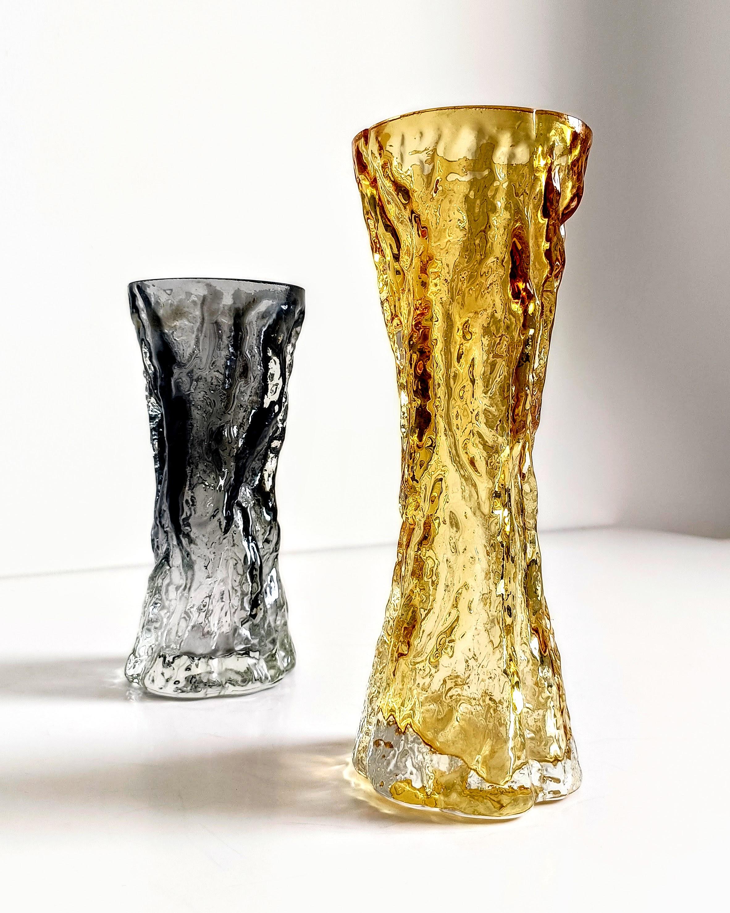 Brutalist 1970s Art Glass Pair of Vases by Kurt Wokan for Ingrid Glashütten For Sale 7