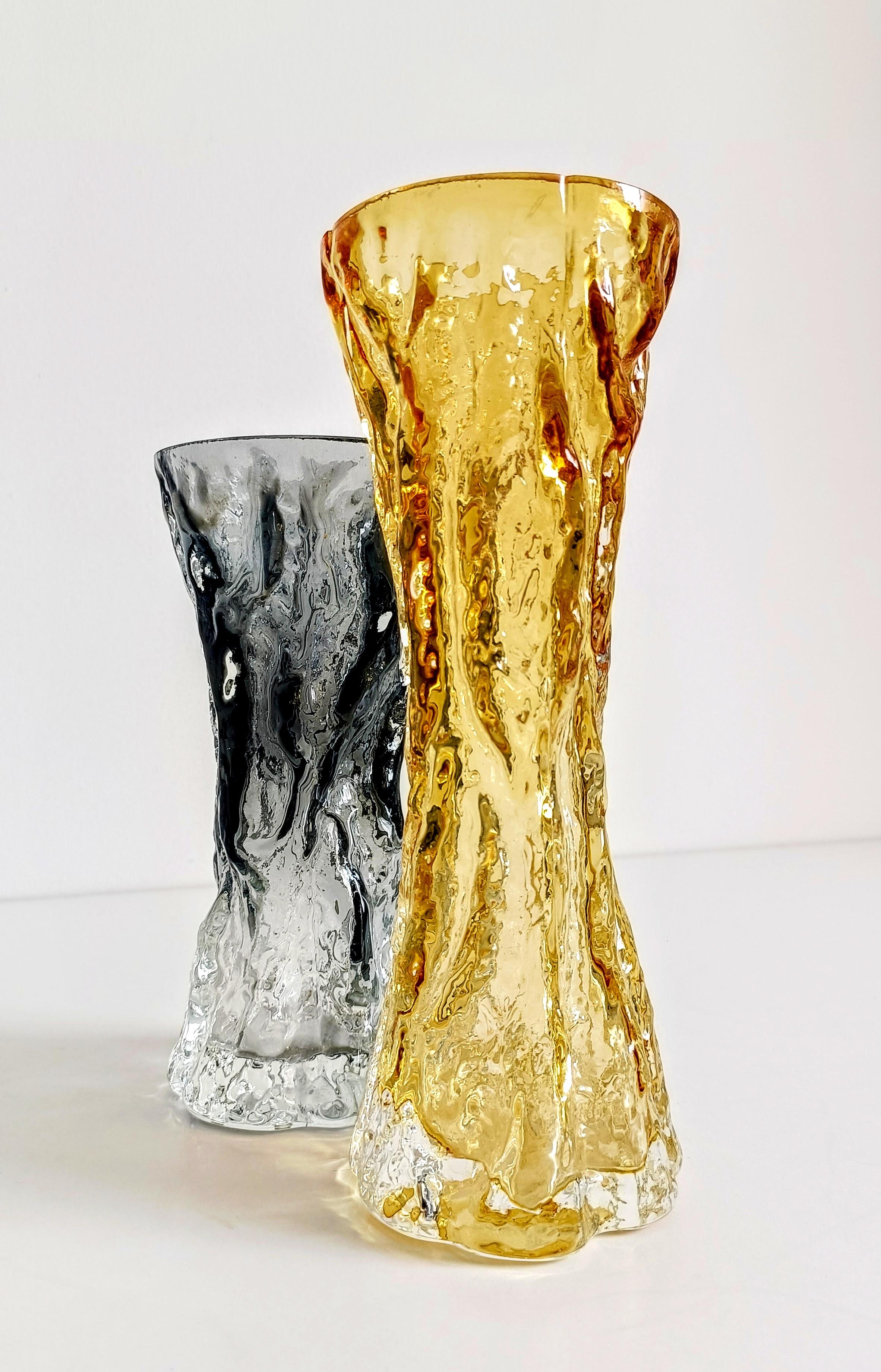 Brutalist 1970s Art Glass Pair of Vases by Kurt Wokan for Ingrid Glashütten For Sale 8