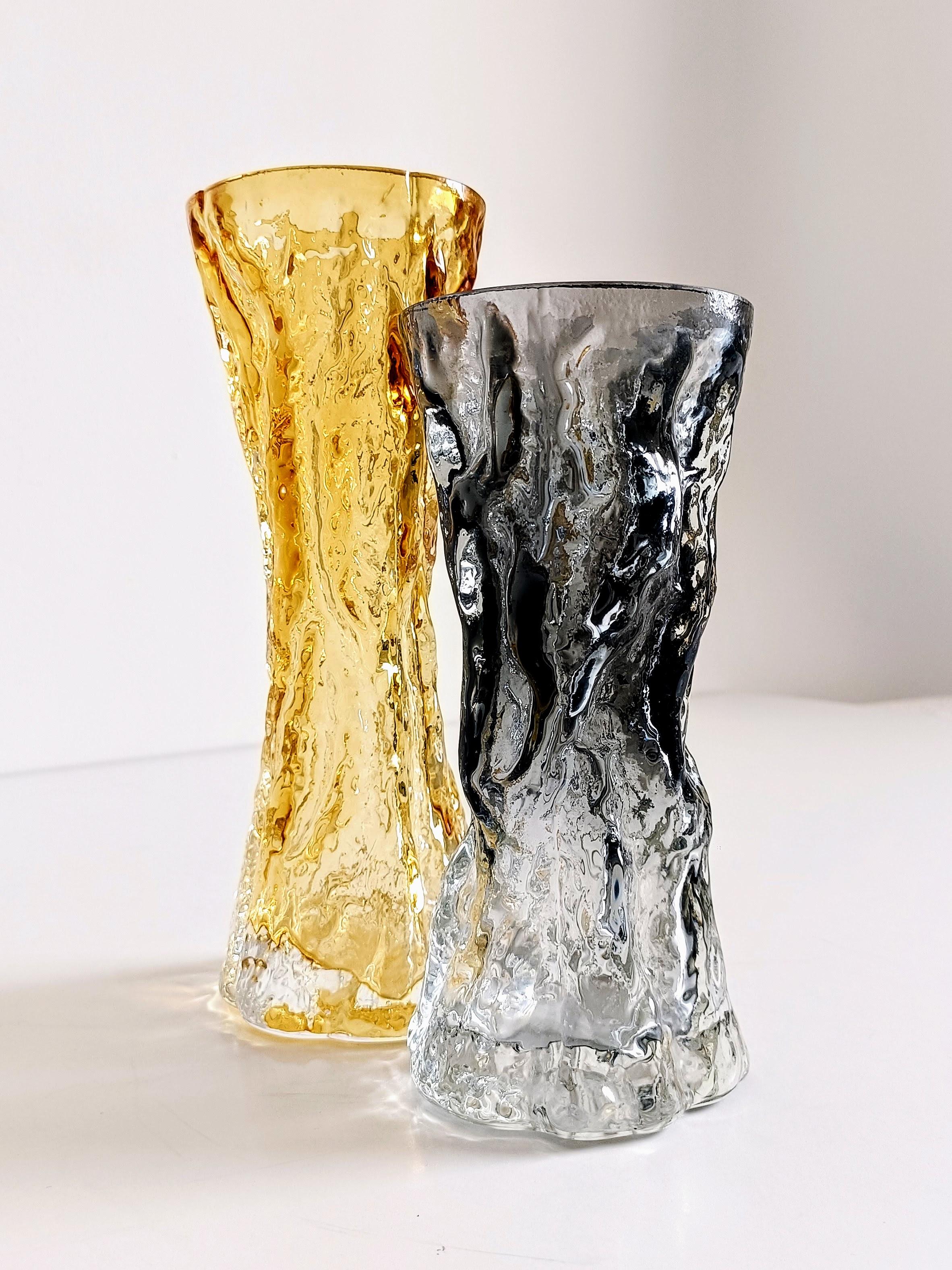Brutalist 1970s Art Glass Pair of Vases by Kurt Wokan for Ingrid Glashütten For Sale 9