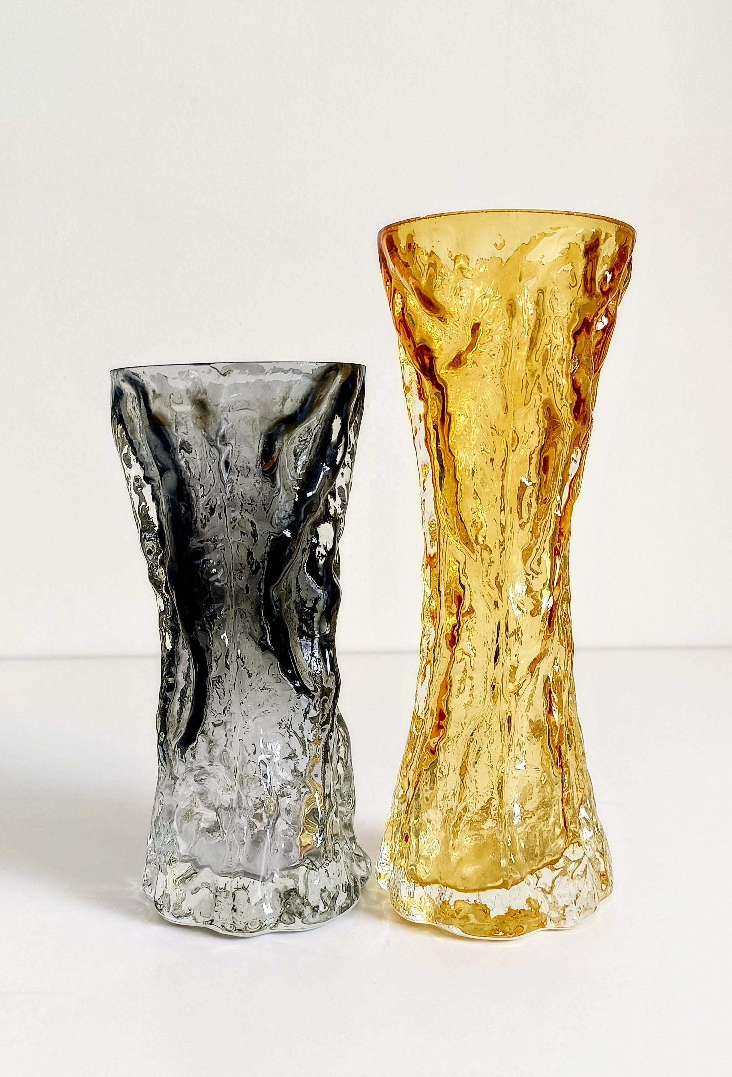 German Brutalist 1970s Art Glass Pair of Vases by Kurt Wokan for Ingrid Glashütten For Sale