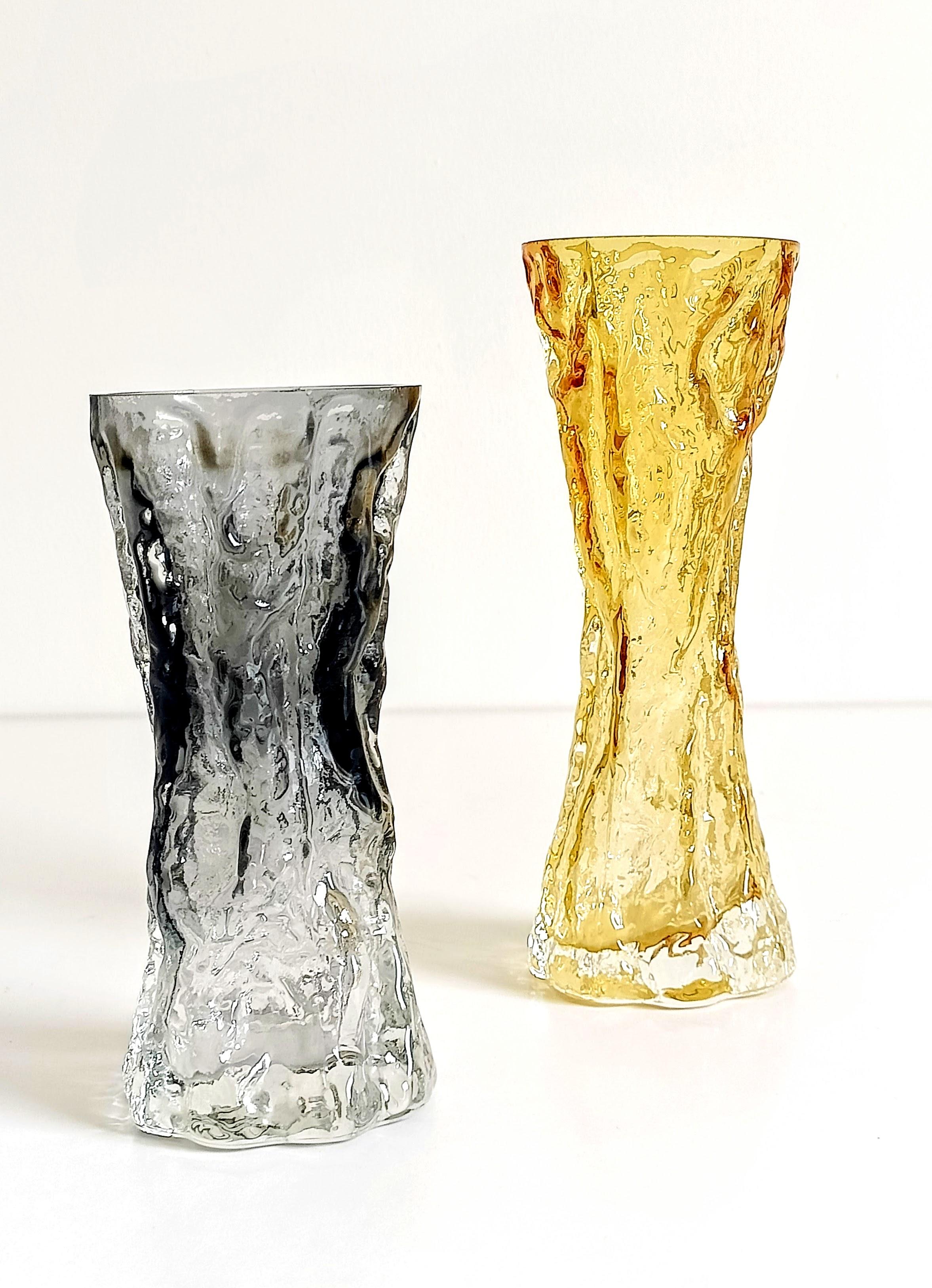 Late 20th Century Brutalist 1970s Art Glass Pair of Vases by Kurt Wokan for Ingrid Glashütten For Sale