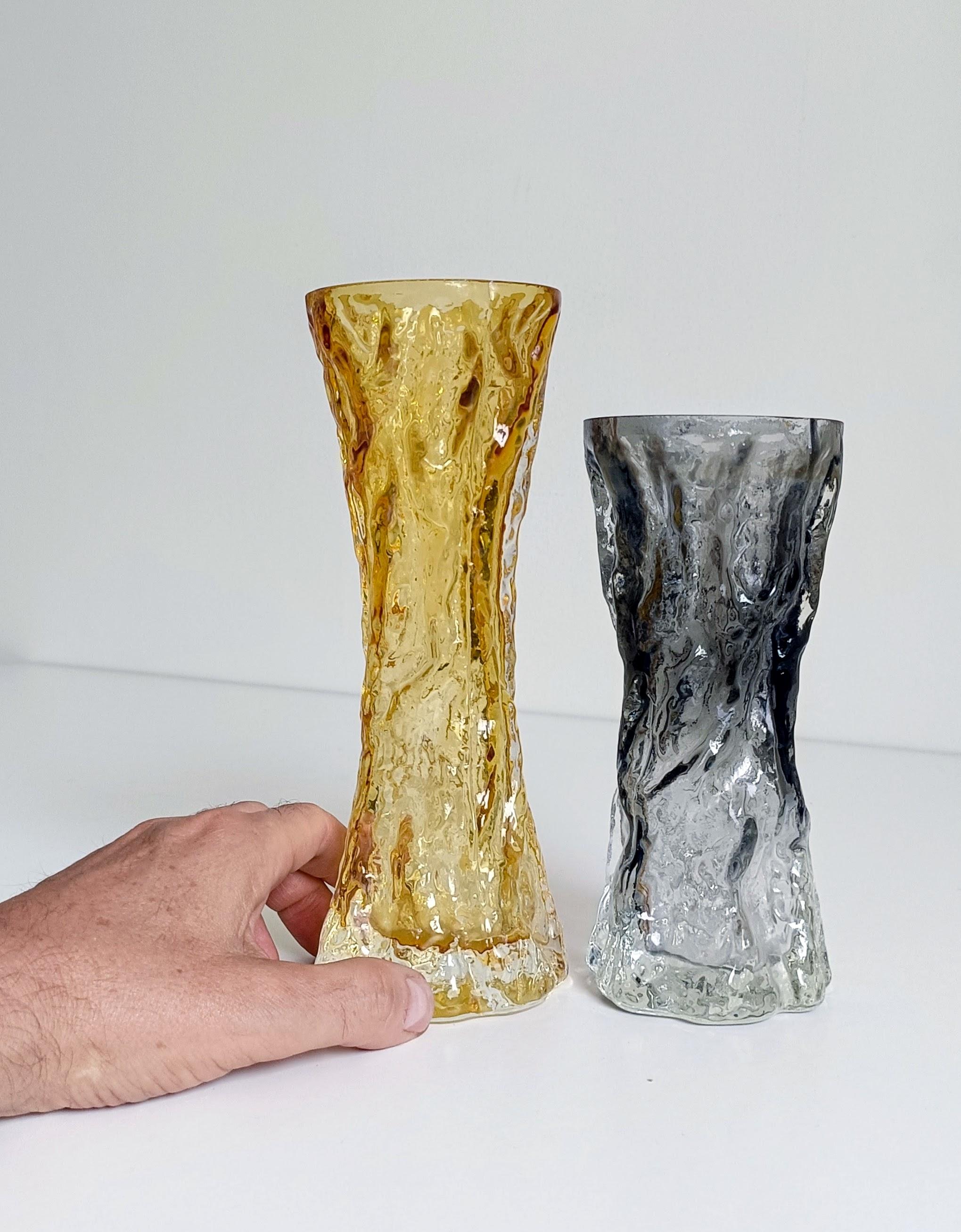 Brutalist 1970s Art Glass Pair of Vases by Kurt Wokan for Ingrid Glashütten For Sale 2