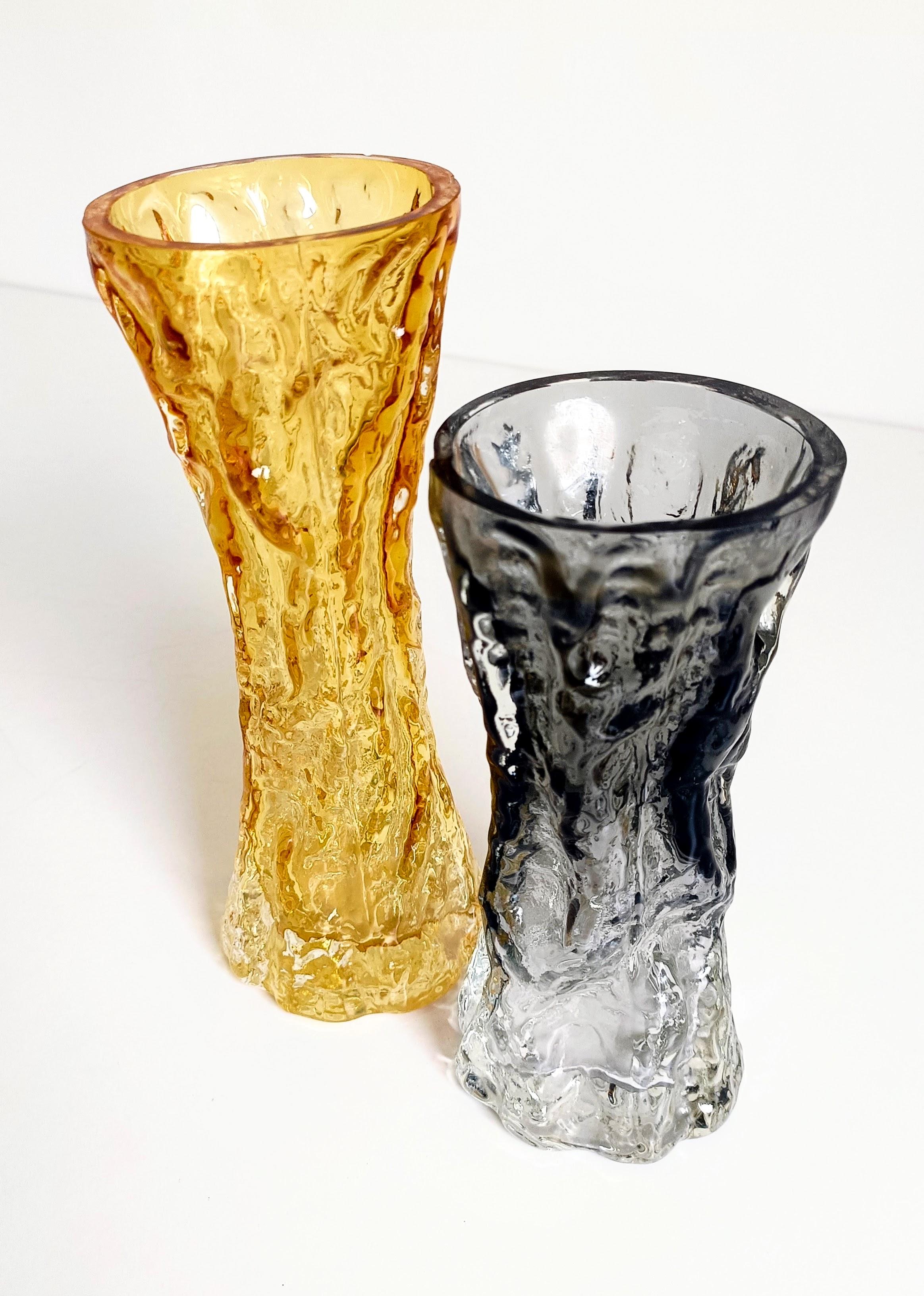 Brutalist 1970s Art Glass Pair of Vases by Kurt Wokan for Ingrid Glashütten For Sale 3