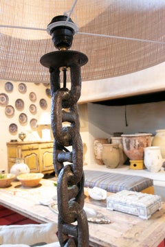 Brutalist 1970s Heavy Metal Chain Floor Lamp in the Manner of Franz West