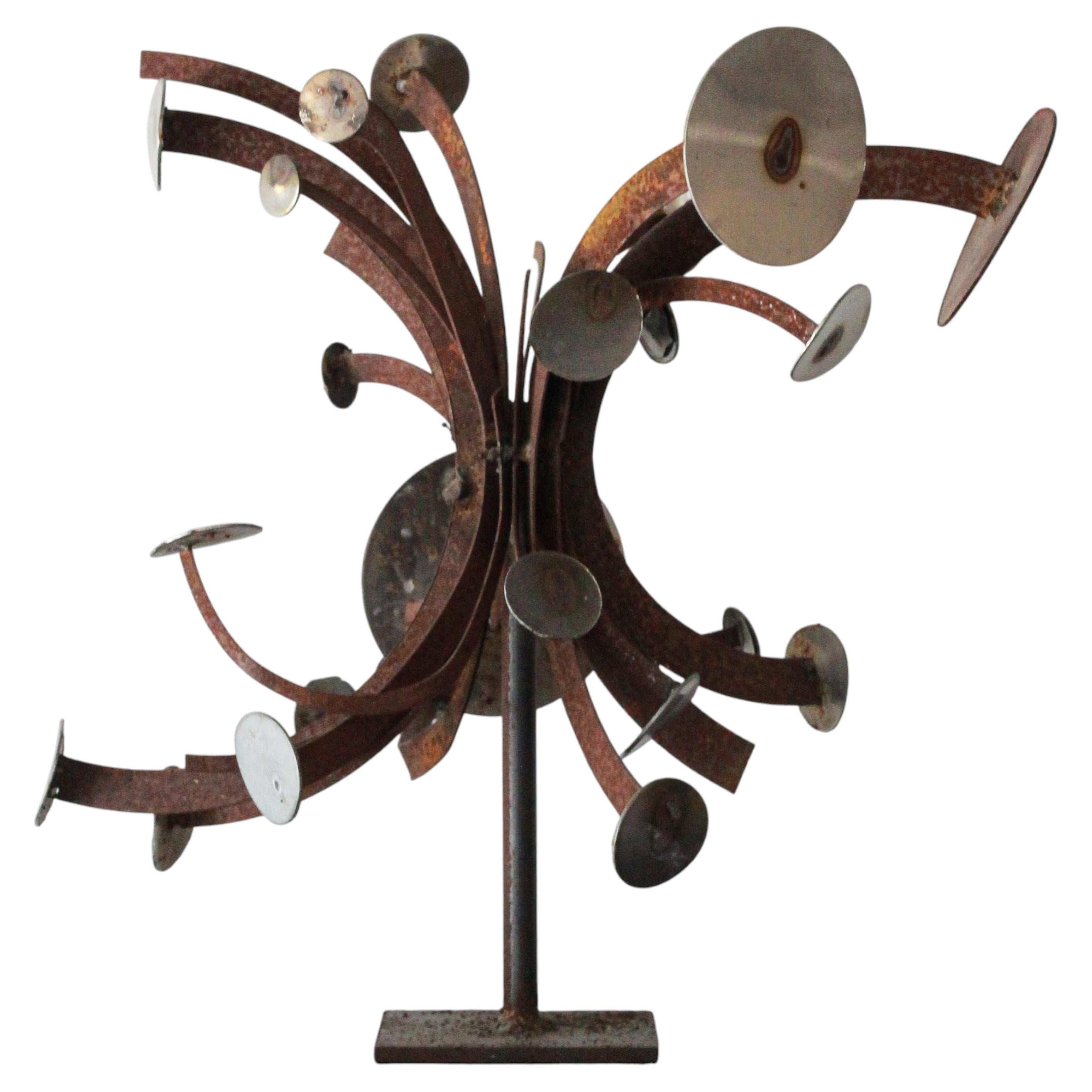 Brutalist 1970s Signed Iron Sculpture