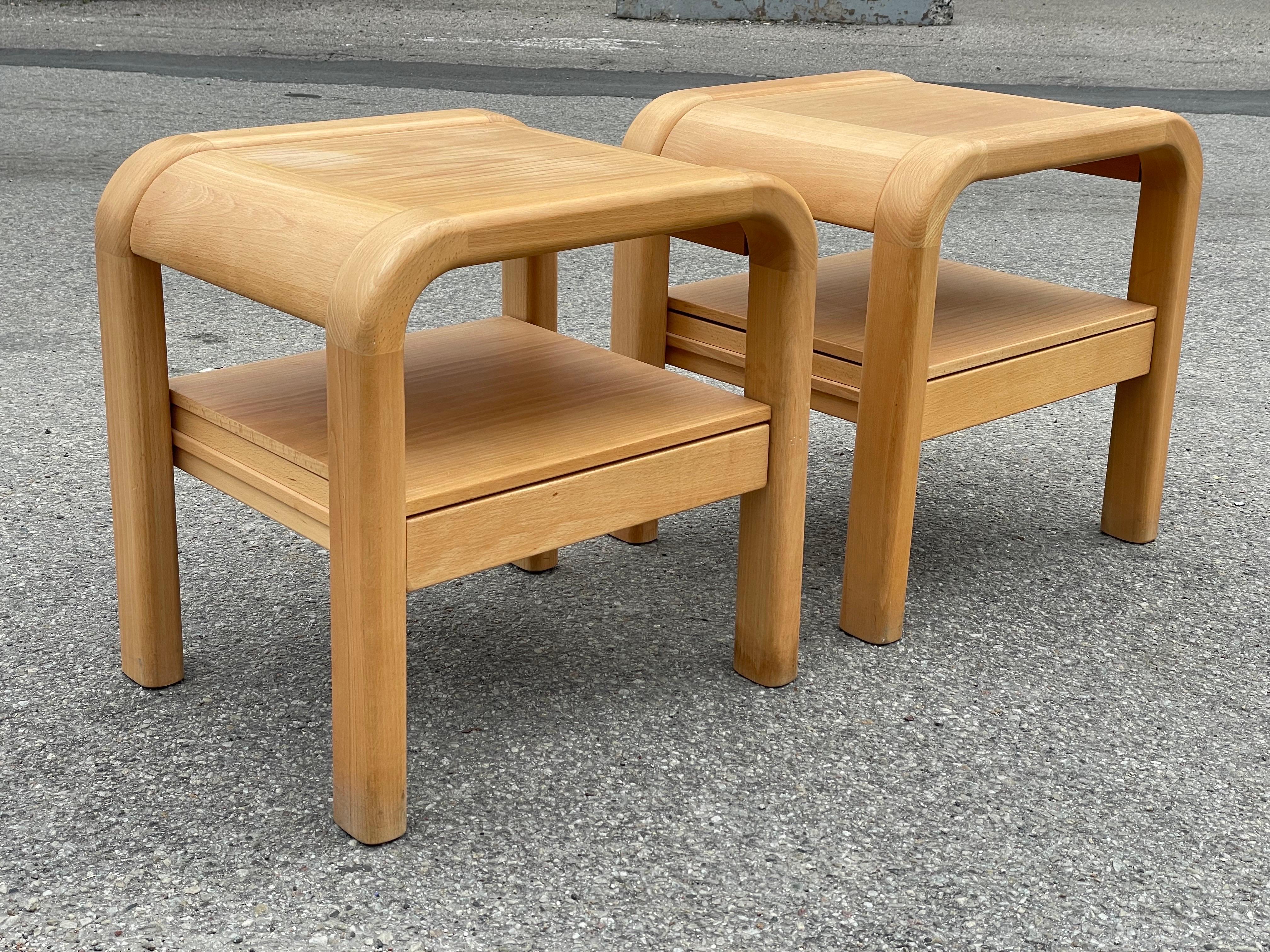 Mid-Century Modern Brutalist 1990´s Night stands from Dansh designer Villy Nørgaard, modern simple. For Sale