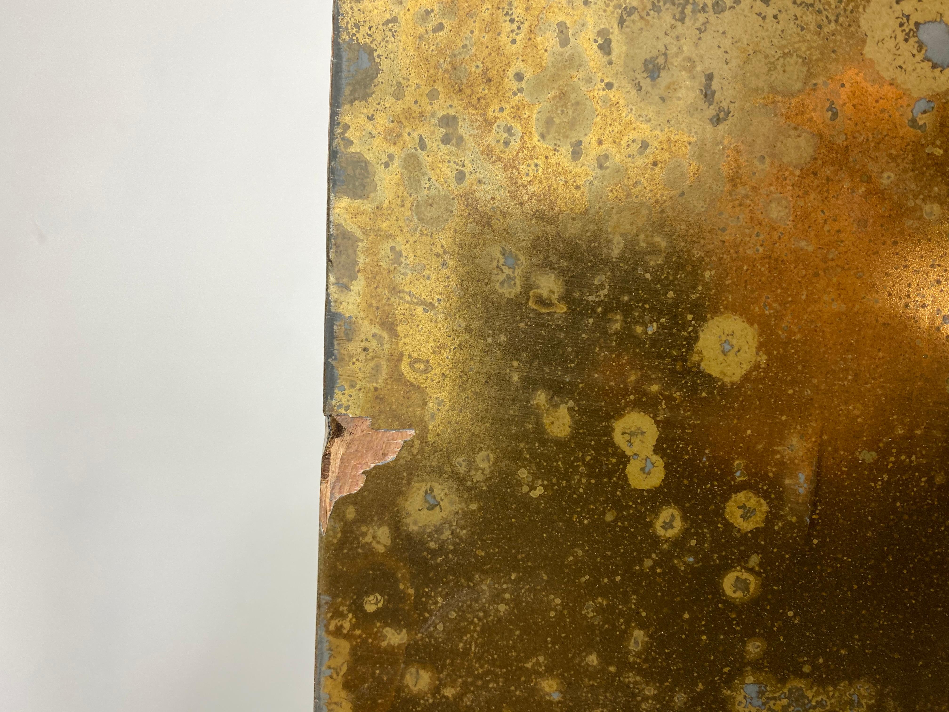Brutalist 3-Panel Folding Screen or Room Divider, Sculpted Bronze Clad Resin 4
