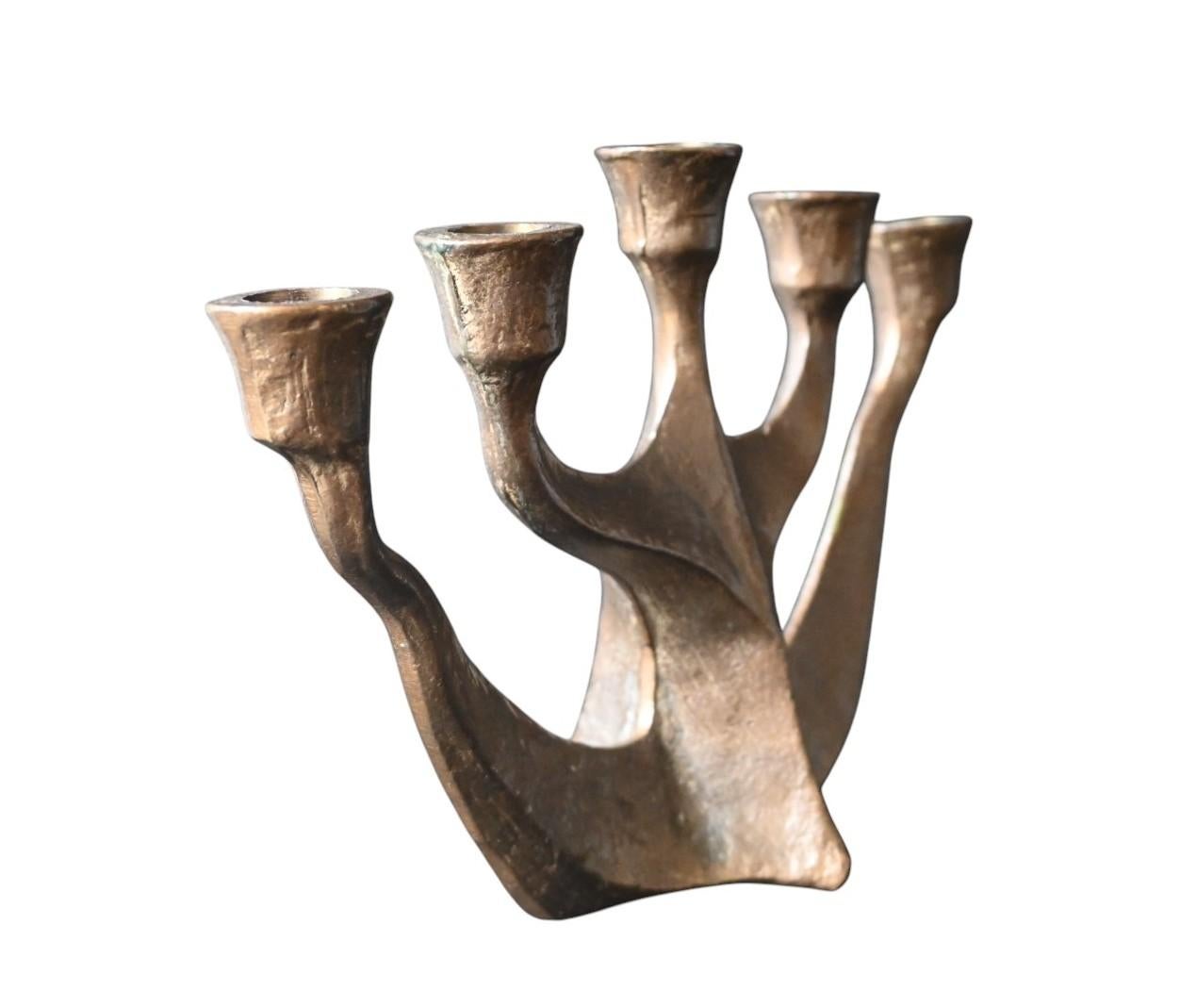 Brutalistischer 5-armiger Kerzenleuchter aus Bronze von Horst Dalbeck (hdv), Deutschland, 1960er Jahre (Moderne der Mitte des Jahrhunderts) im Angebot