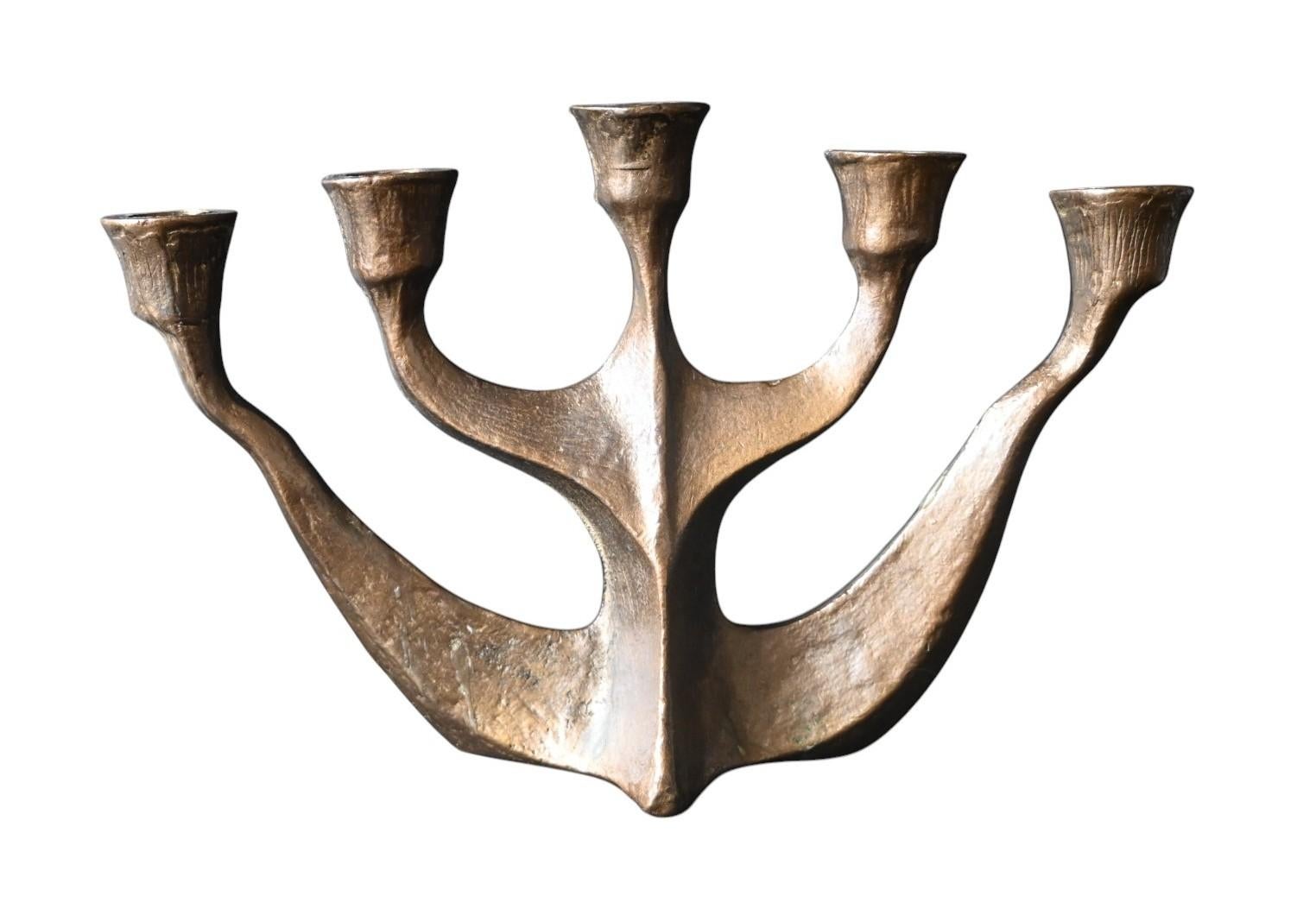 Brutalistischer 5-armiger Kerzenleuchter aus Bronze von Horst Dalbeck (hdv), Deutschland, 1960er Jahre im Zustand „Gut“ im Angebot in Bilzen, BE