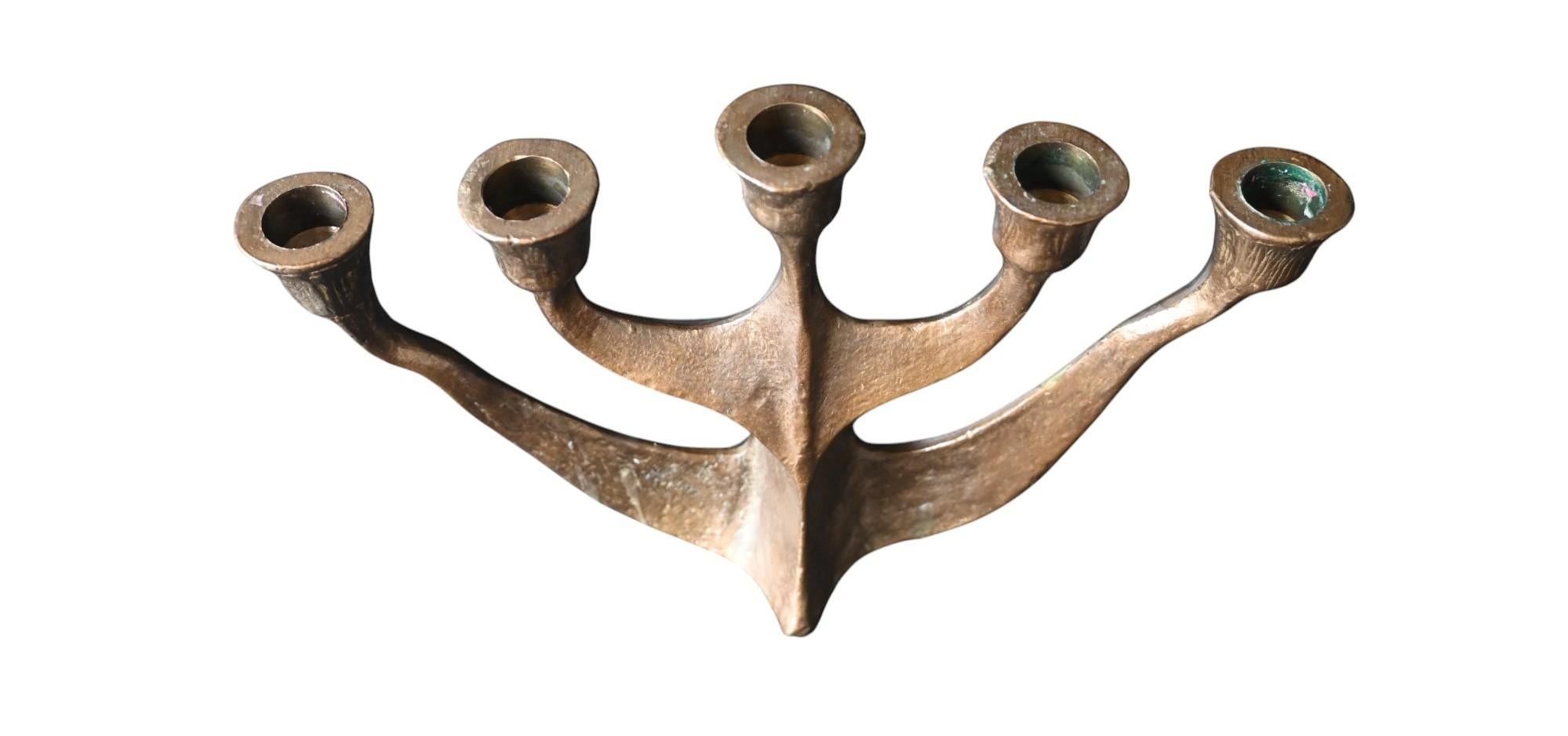 Brutalistischer 5-armiger Kerzenleuchter aus Bronze von Horst Dalbeck (hdv), Deutschland, 1960er Jahre (Mitte des 20. Jahrhunderts) im Angebot