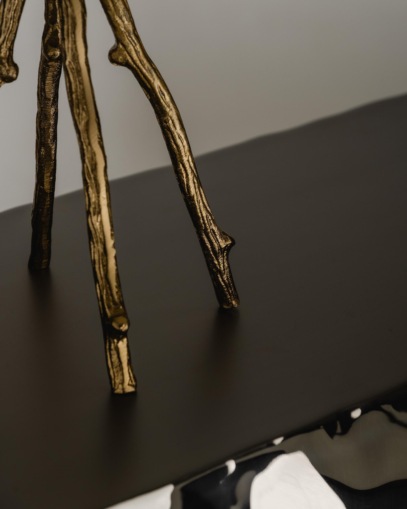 20th Century Brutalist 5-Light Gilded Metal Chandelier, 1970s For Sale