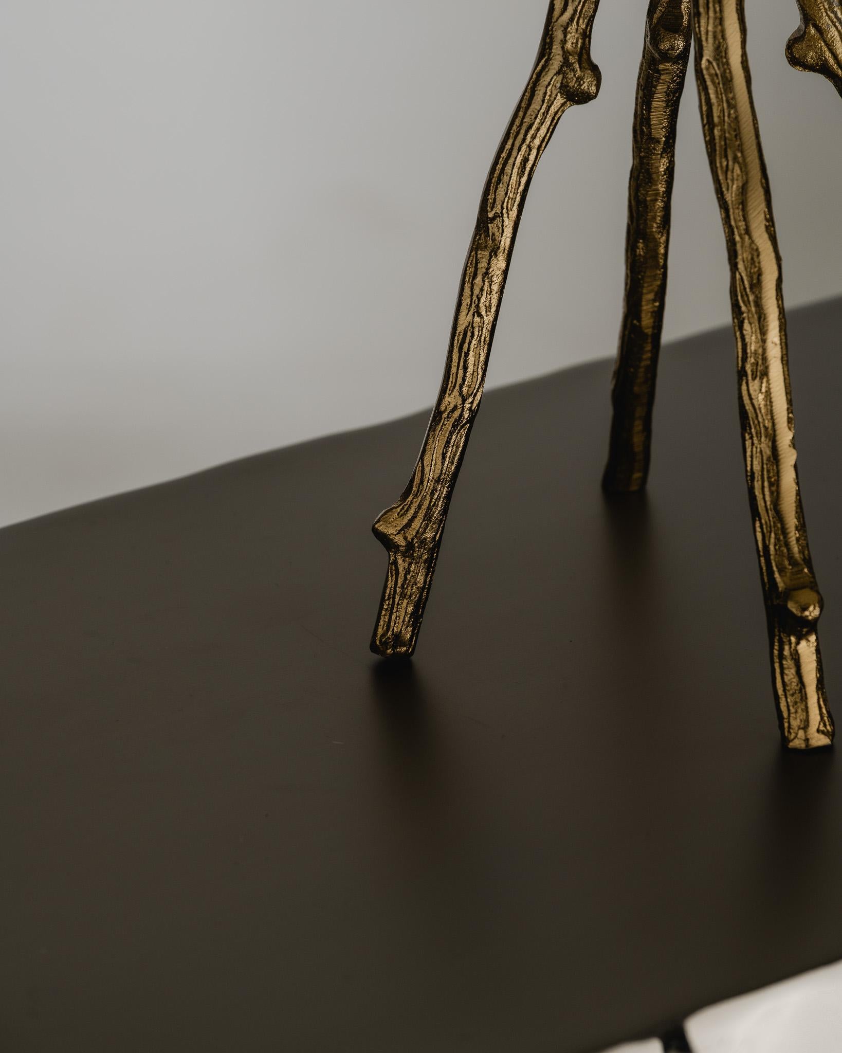 Brutalist 5-Light Gilded Metal Chandelier, 1970s For Sale 1