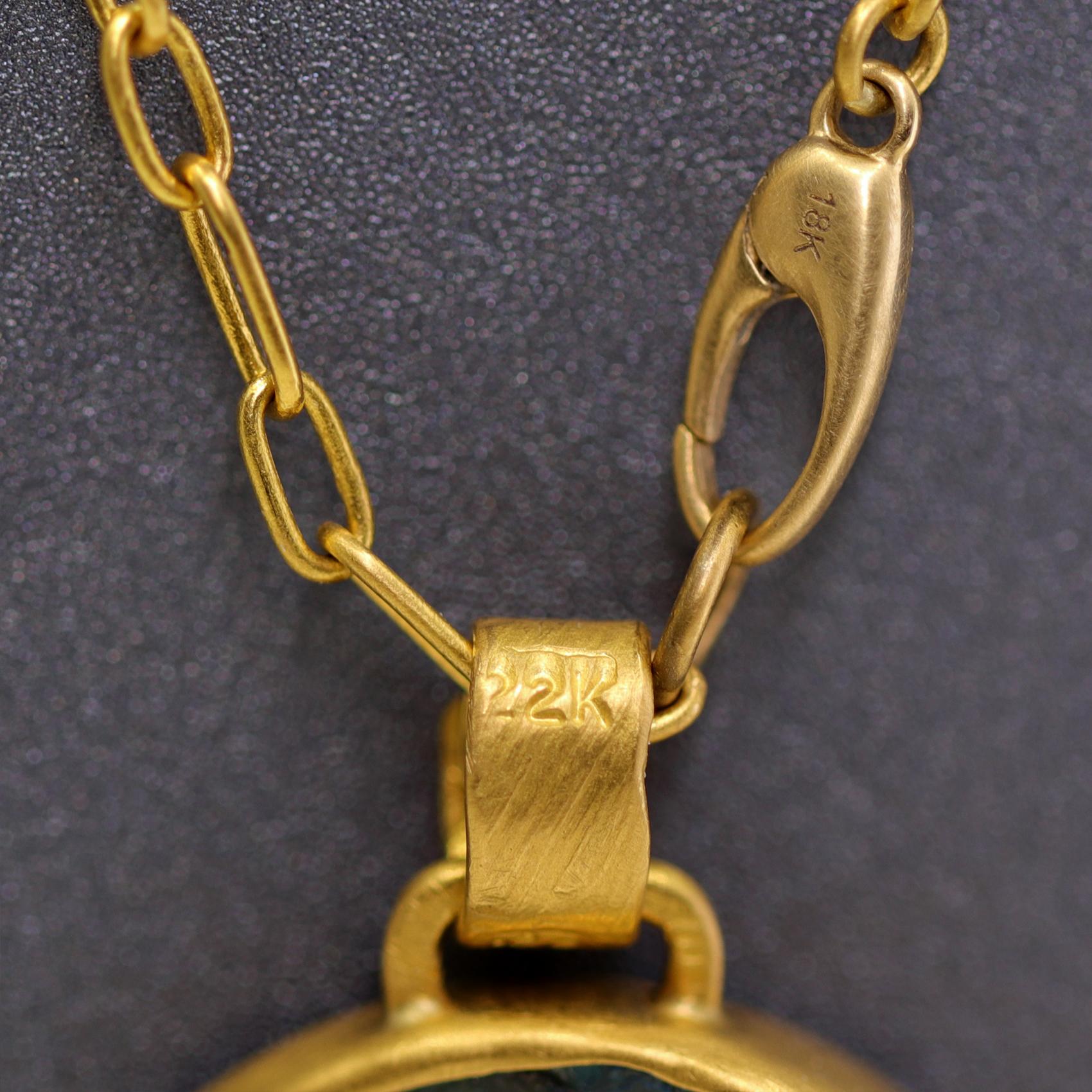 Brutalist 94.6 carat Labradorite Handmade Gold Chain Necklace, Lola Brooks 2023 1