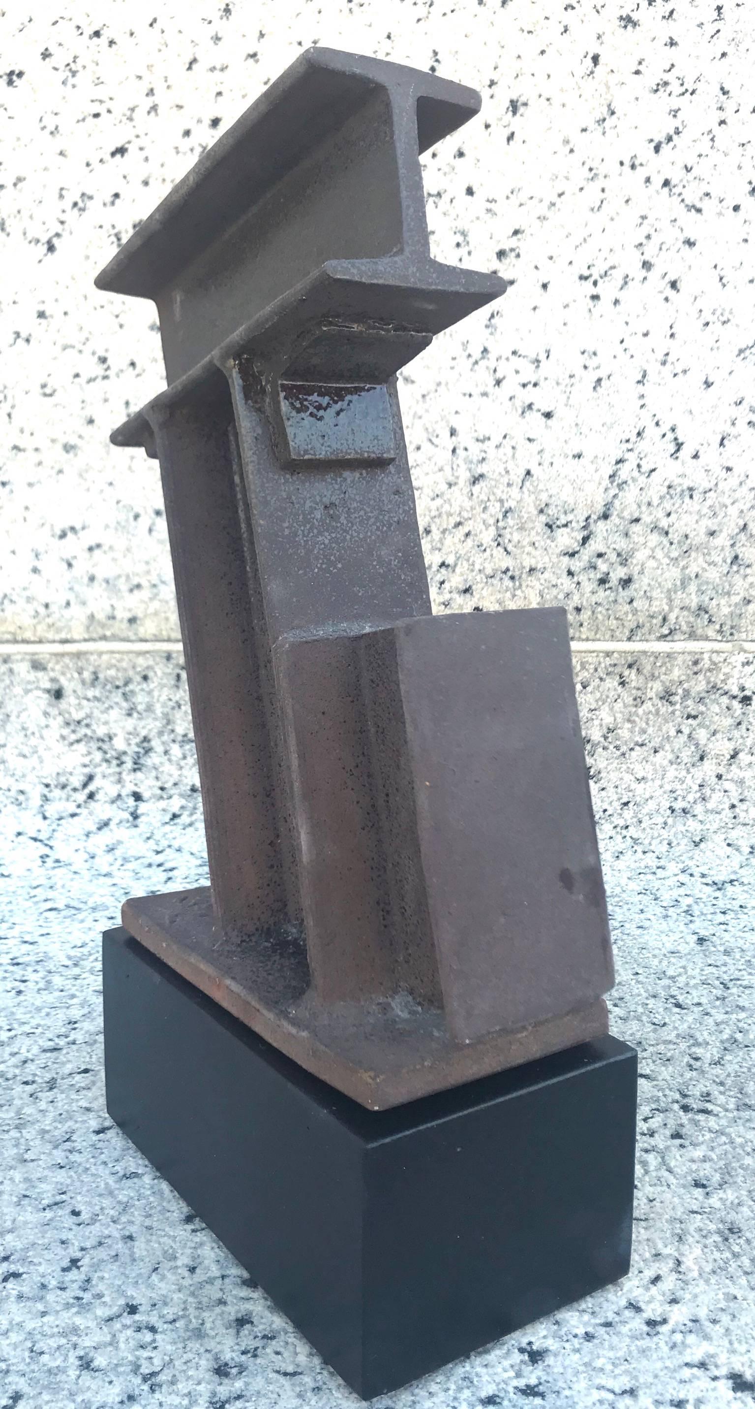 Brutalist Abstract 1970s Ceramic I-Beam Sculpture after Mark Disuvero 3