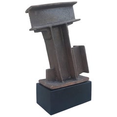 Brutalist Abstract 1970s Ceramic I-Beam Sculpture after Mark Disuvero